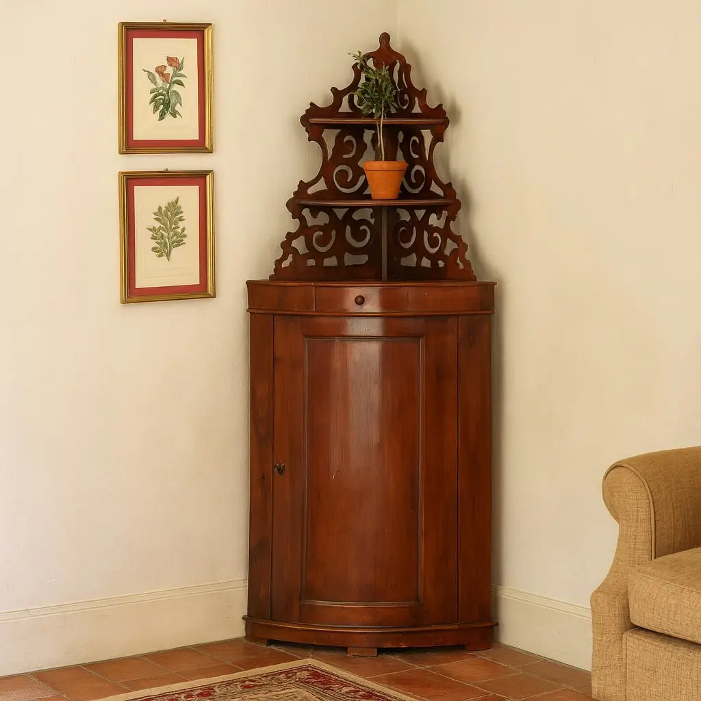 Antique Corner Cupboard Drawer Door Italy Late XIX Century - Italy, Late XIX Century | Antiques | 