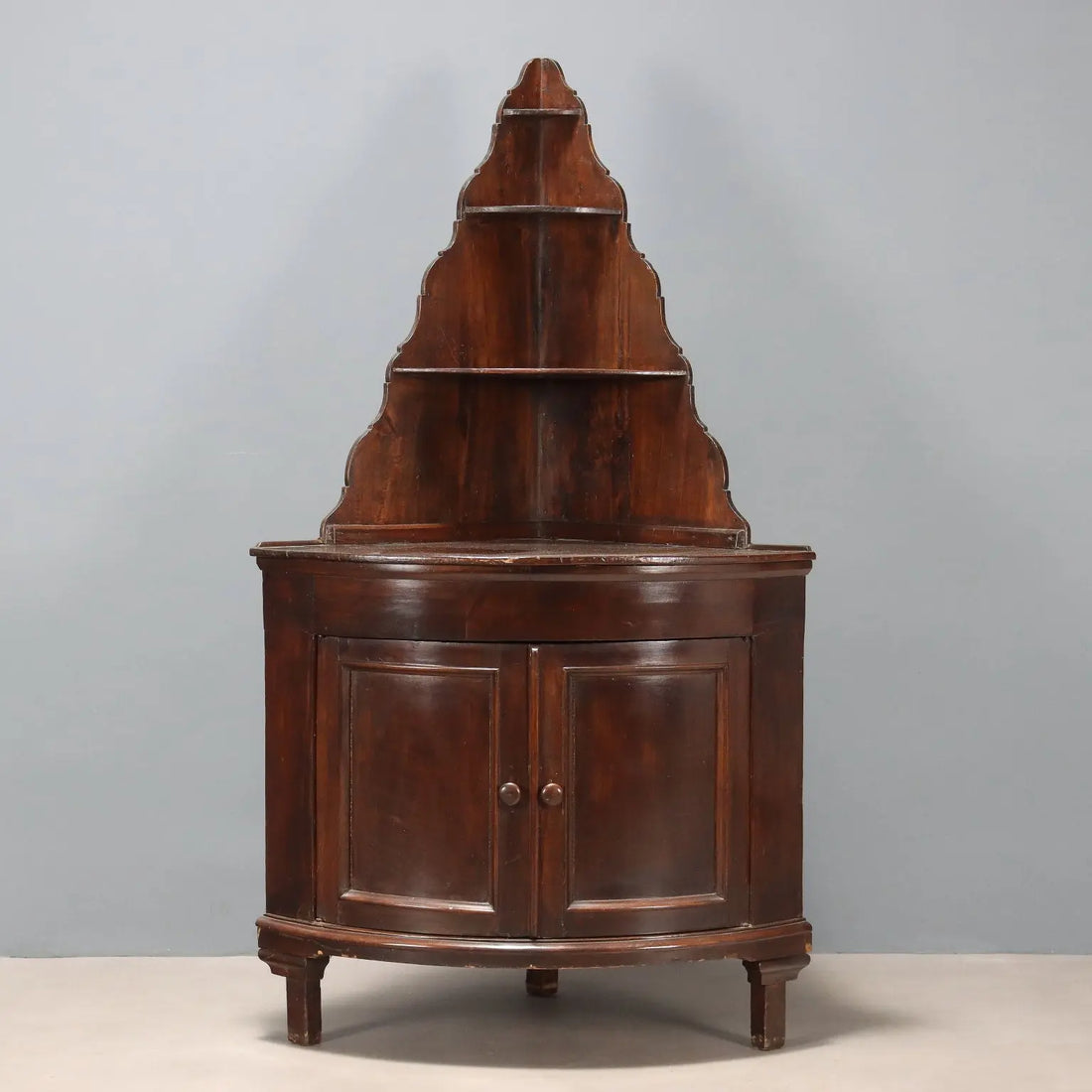 Corner Cabinet in Walnut-Stained Poplar - Italy 19th Century