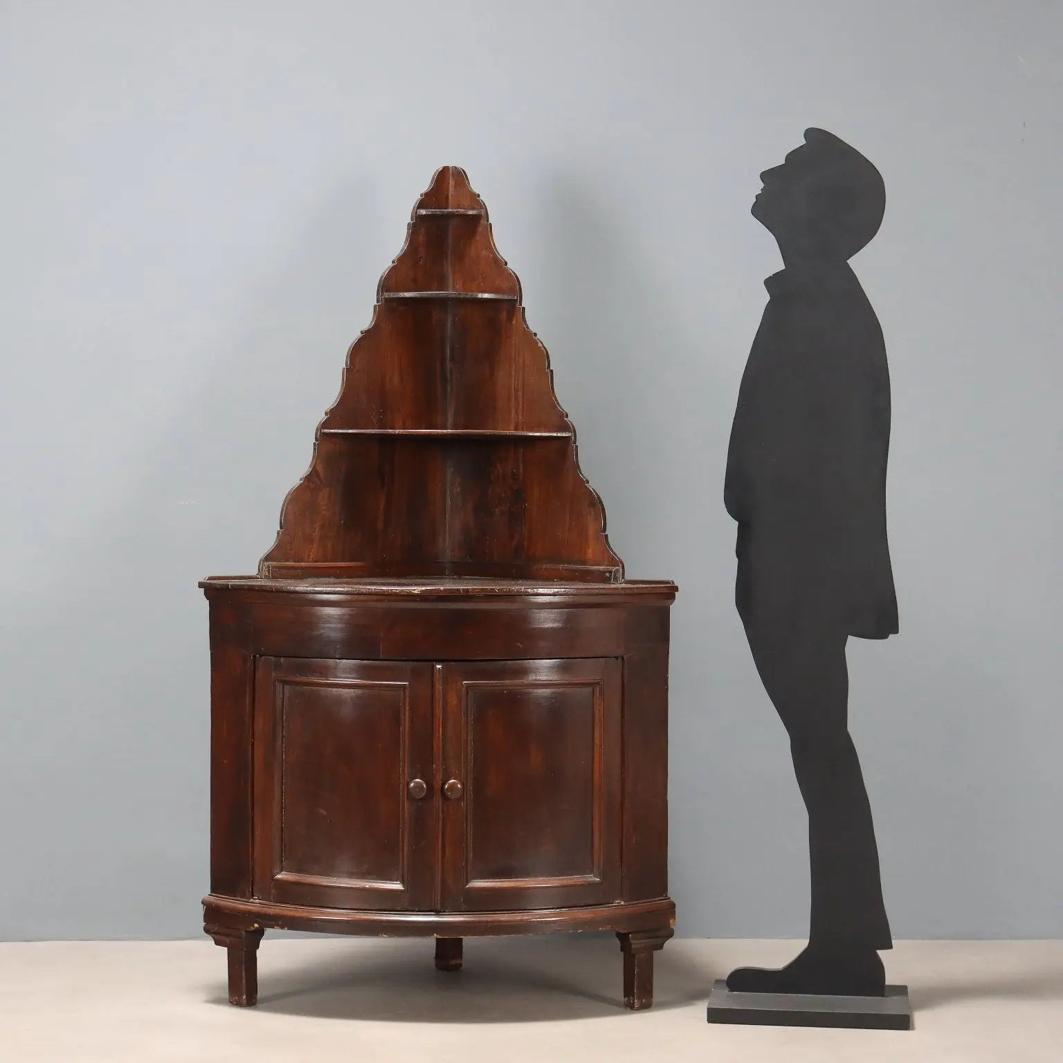 Corner Cabinet in Walnut-Stained Poplar - Italy 19th Century