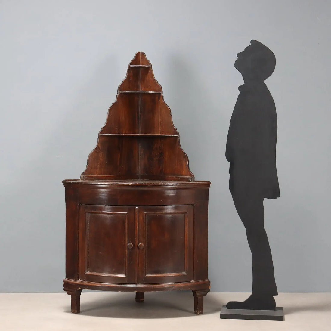 Corner Cabinet in Walnut-Stained Poplar - Italy 19th Century