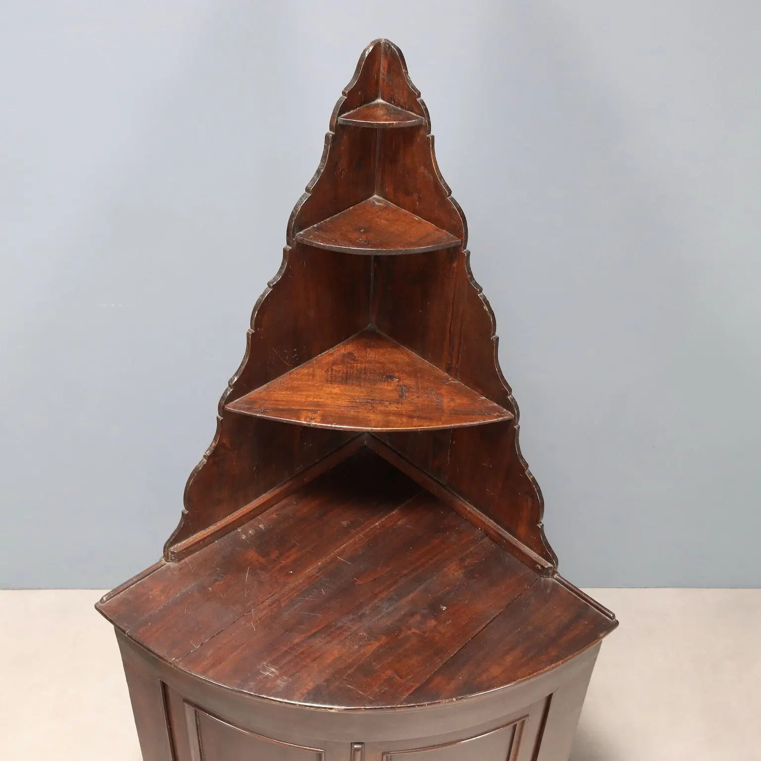 Corner Cabinet in Walnut-Stained Poplar - Italy 19th Century