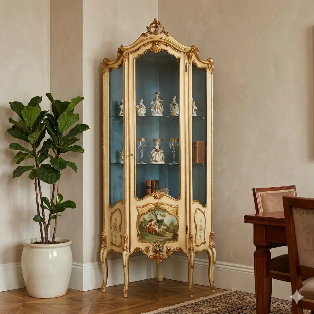 Antique Corner Cabinet Baroque Style Lacquered Wood XX Century - Italy, XX Century | Antiques | 