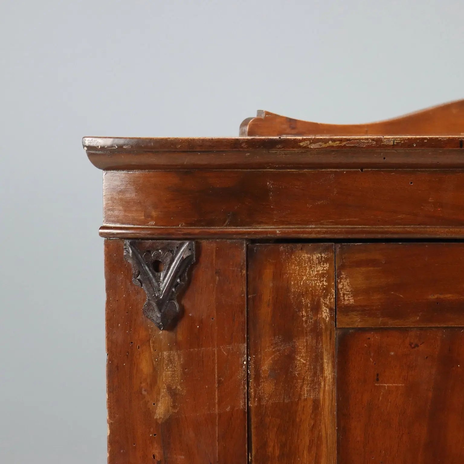 Antique Corner Cupboard Walnut Carvings Italy XIX Century