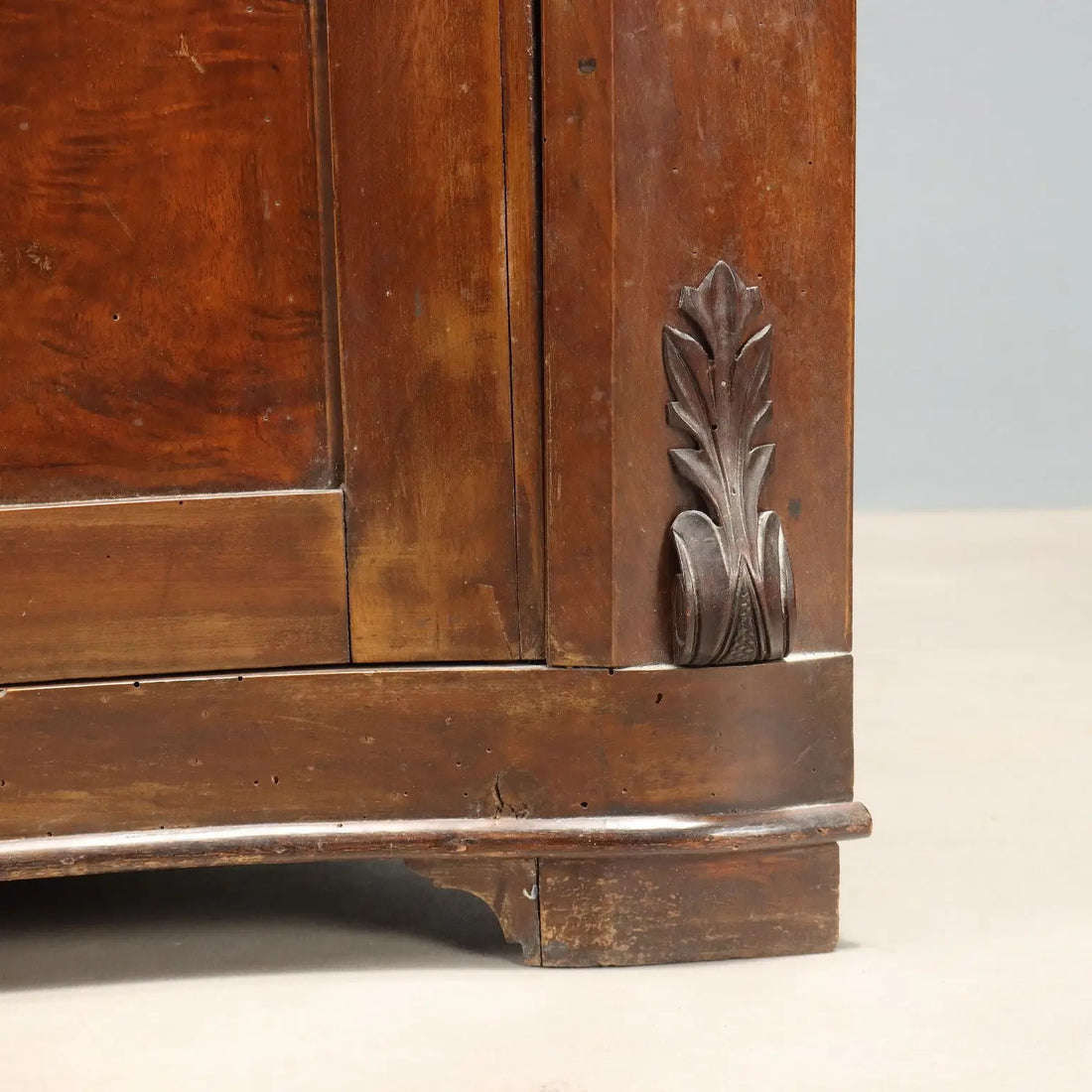 Antique Corner Cupboard Walnut Carvings Italy XIX Century