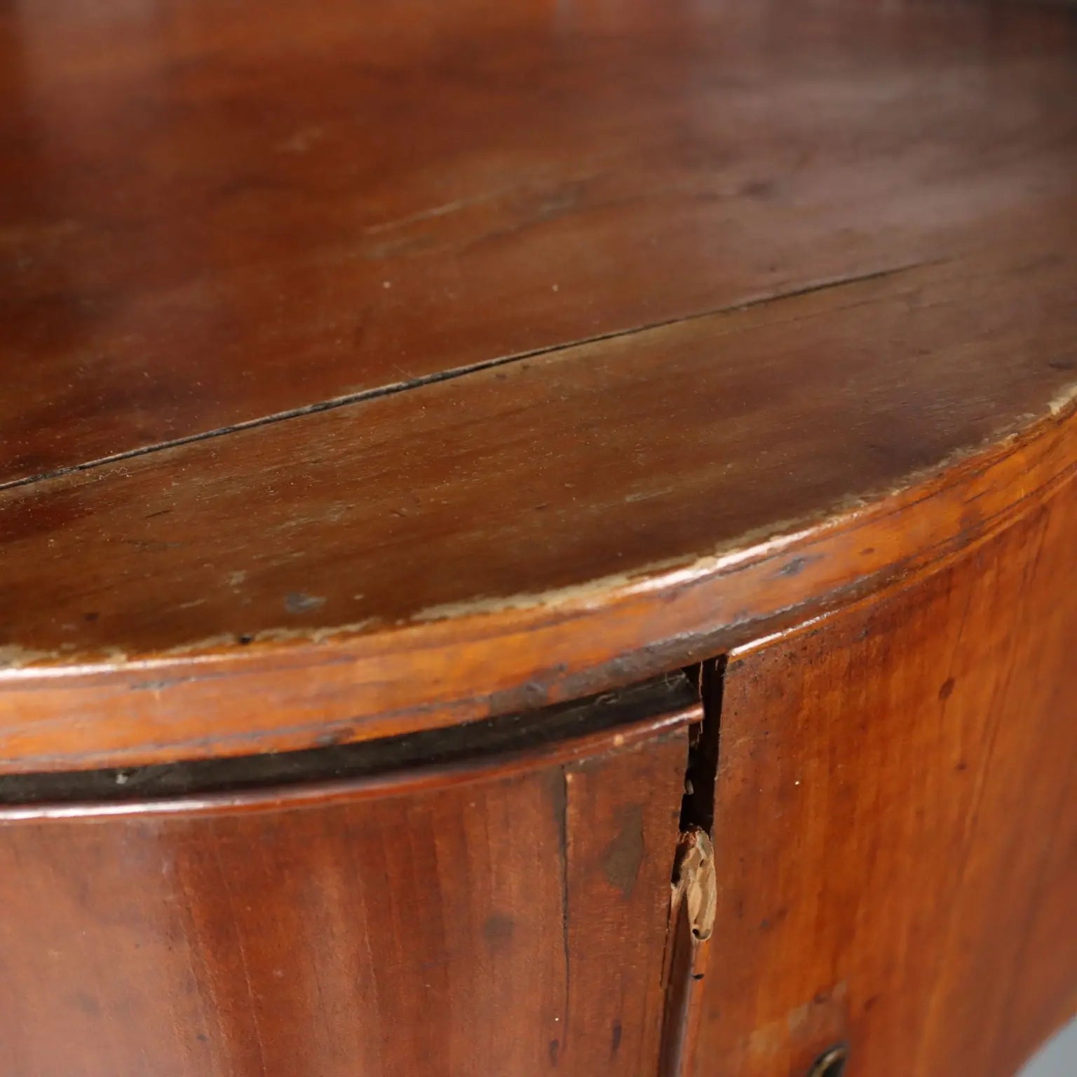 Antique Wall Corner Cabinet Wavy Top Walnut Italy XIX Century
