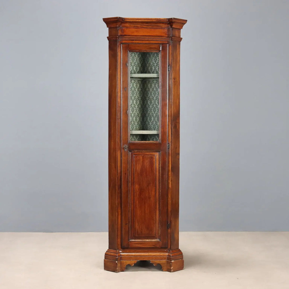 Antique Corner Cabinet Walnut Painted Fir Italy XX Century