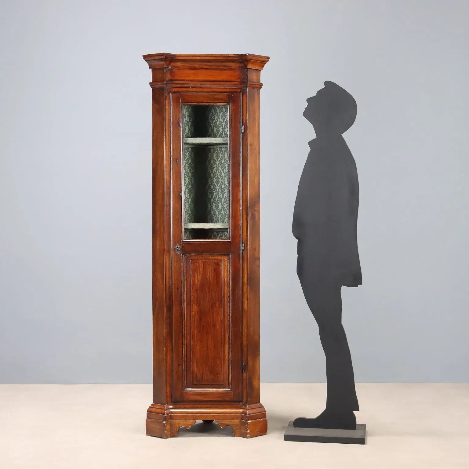 Antique Corner Cabinet Walnut Painted Fir Italy XX Century