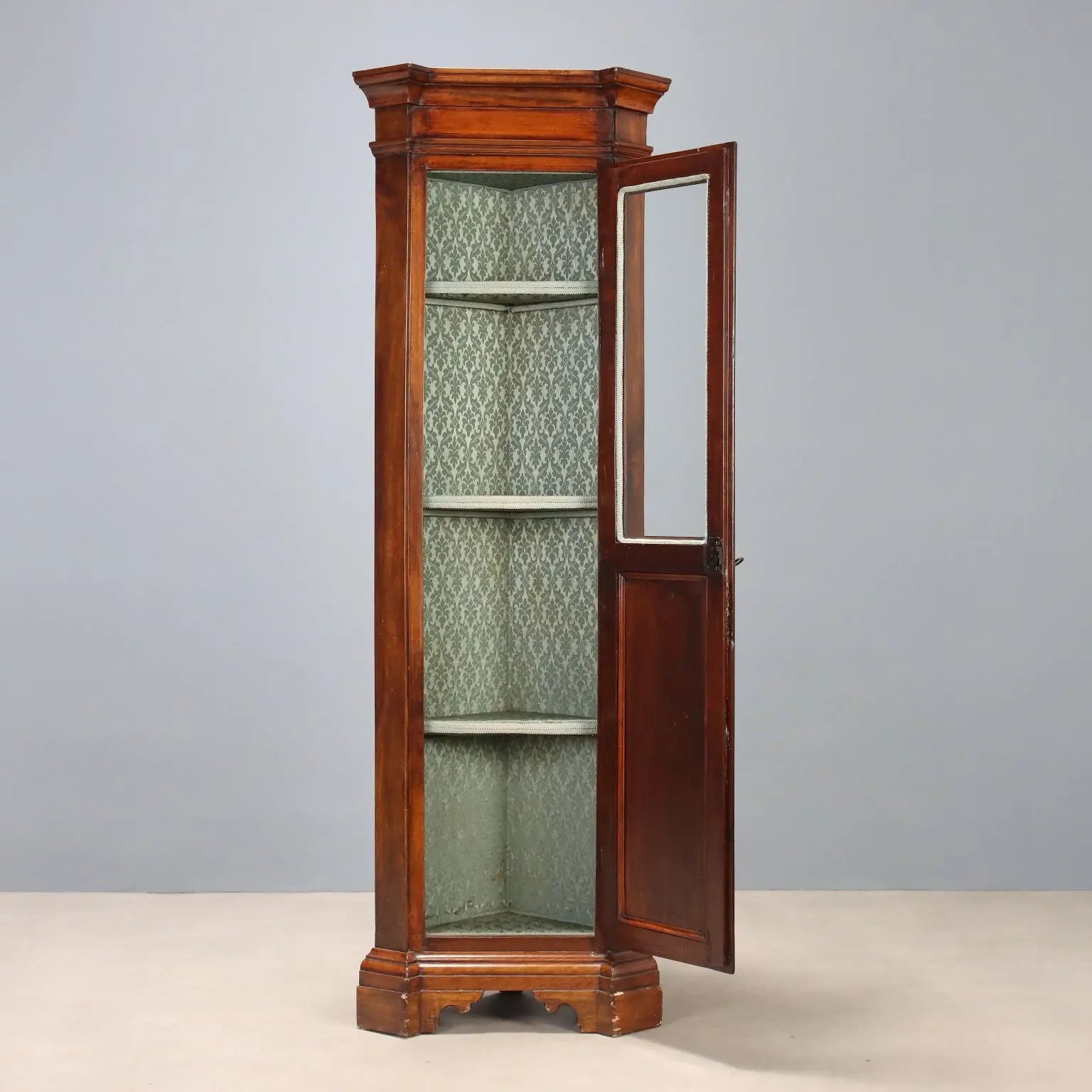 Antique Corner Cabinet Walnut Painted Fir Italy XX Century