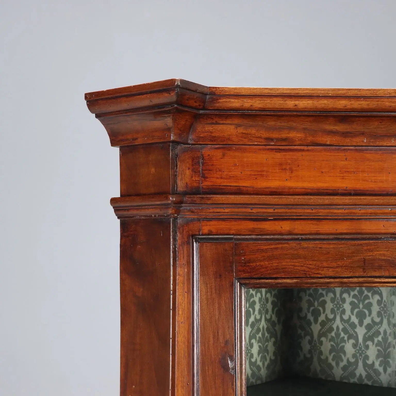 Antique Corner Cabinet Walnut Painted Fir Italy XX Century