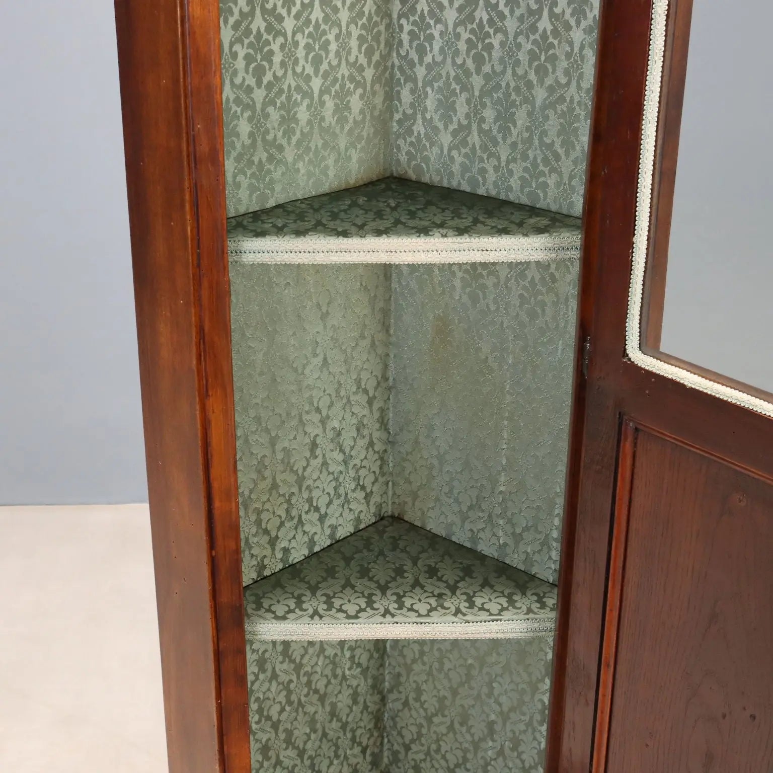 Antique Corner Cabinet Walnut Painted Fir Italy XX Century