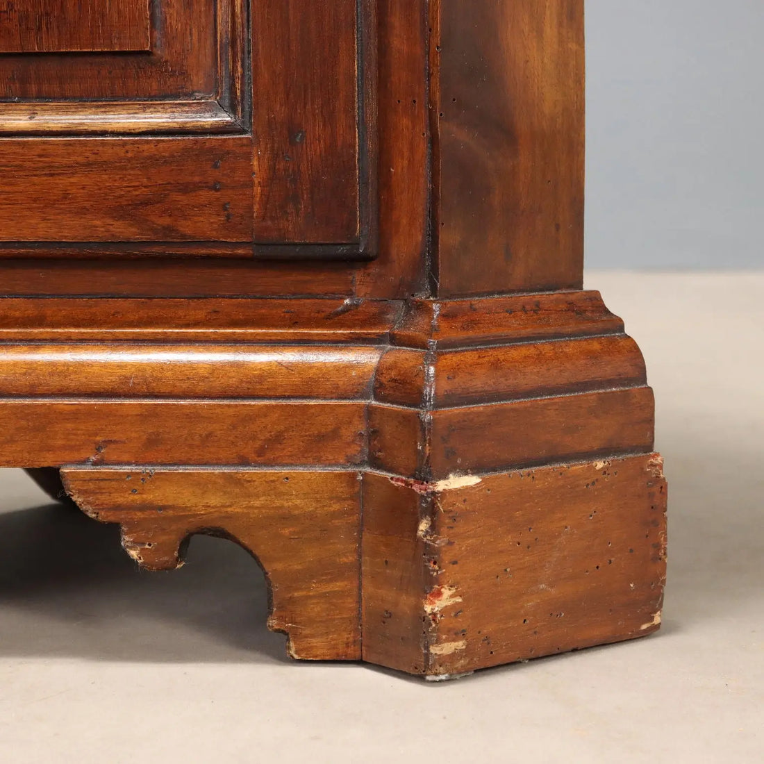Antique Corner Cabinet Walnut Painted Fir Italy XX Century