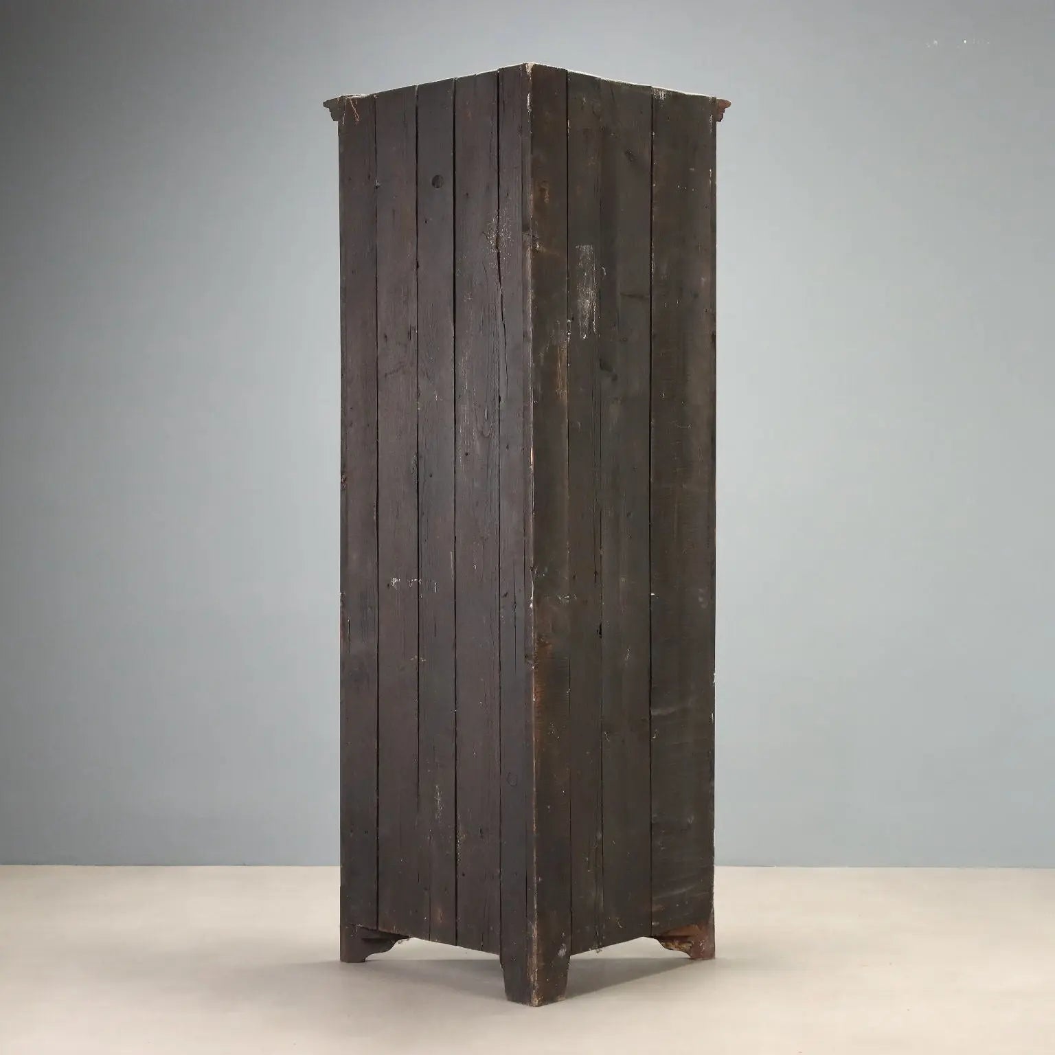 Antique Corner Cabinet Walnut Oak Shelves Italy XX Century