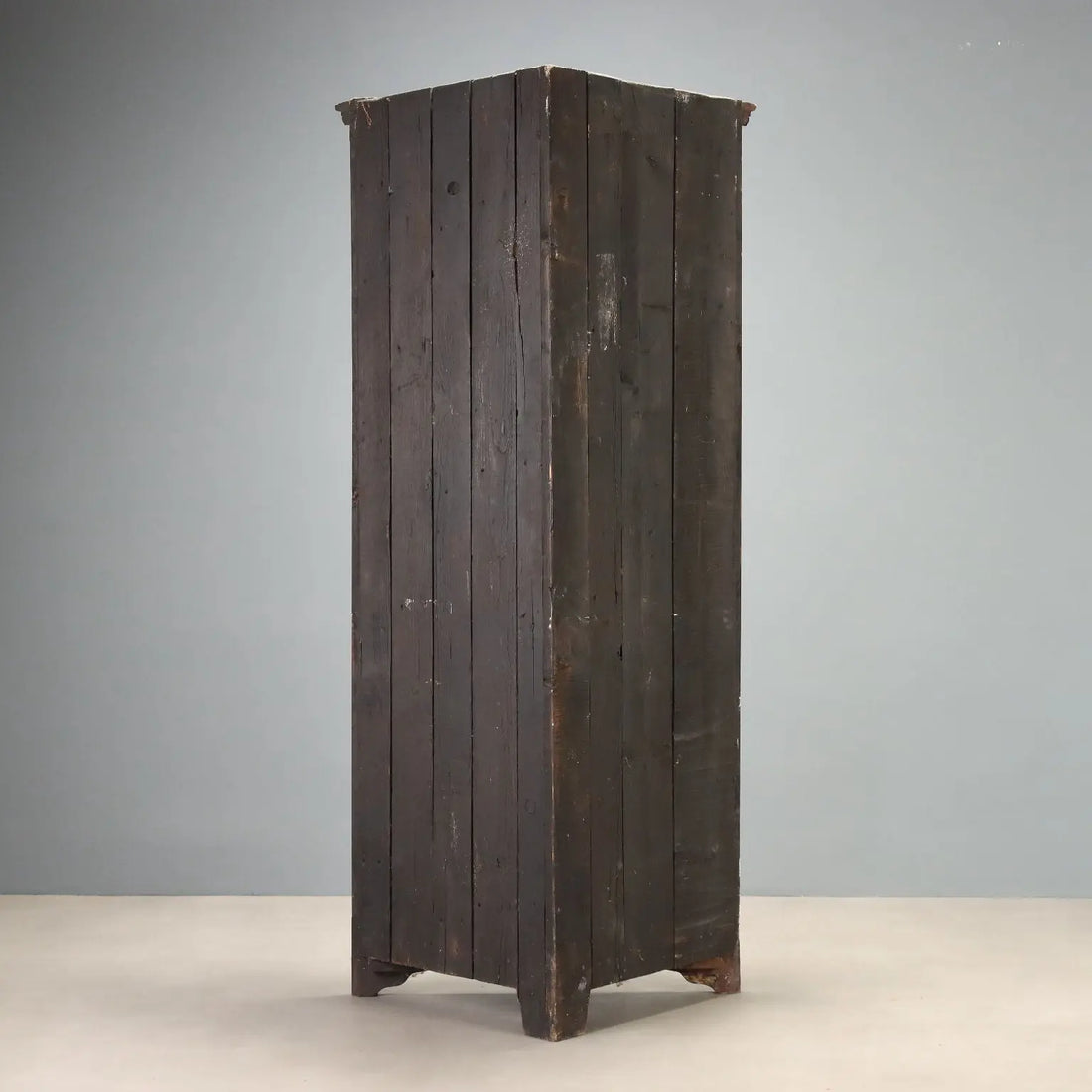 Antique Corner Cabinet Walnut Oak Shelves Italy XX Century