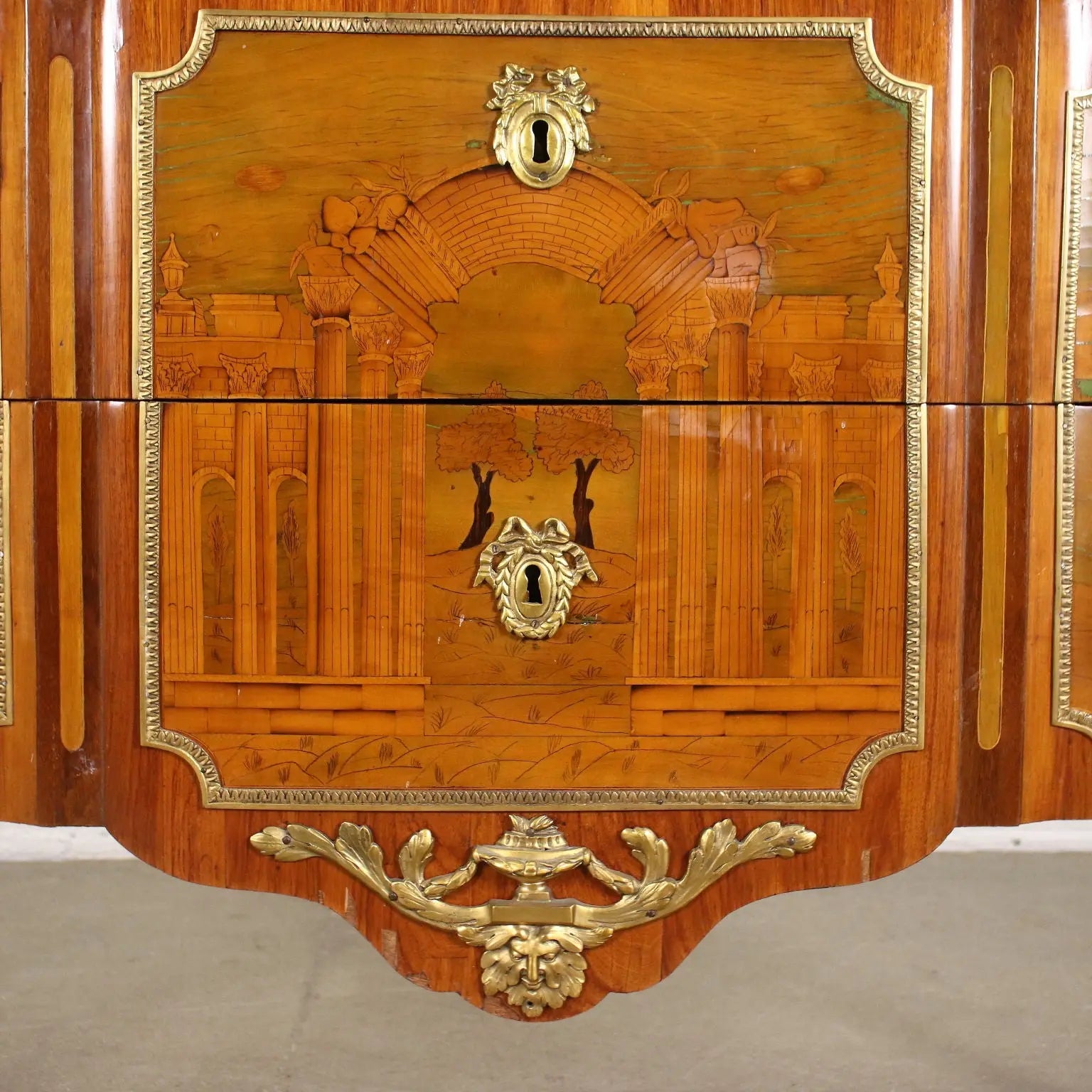 French Neoclassical Inlaid Bronze Commode