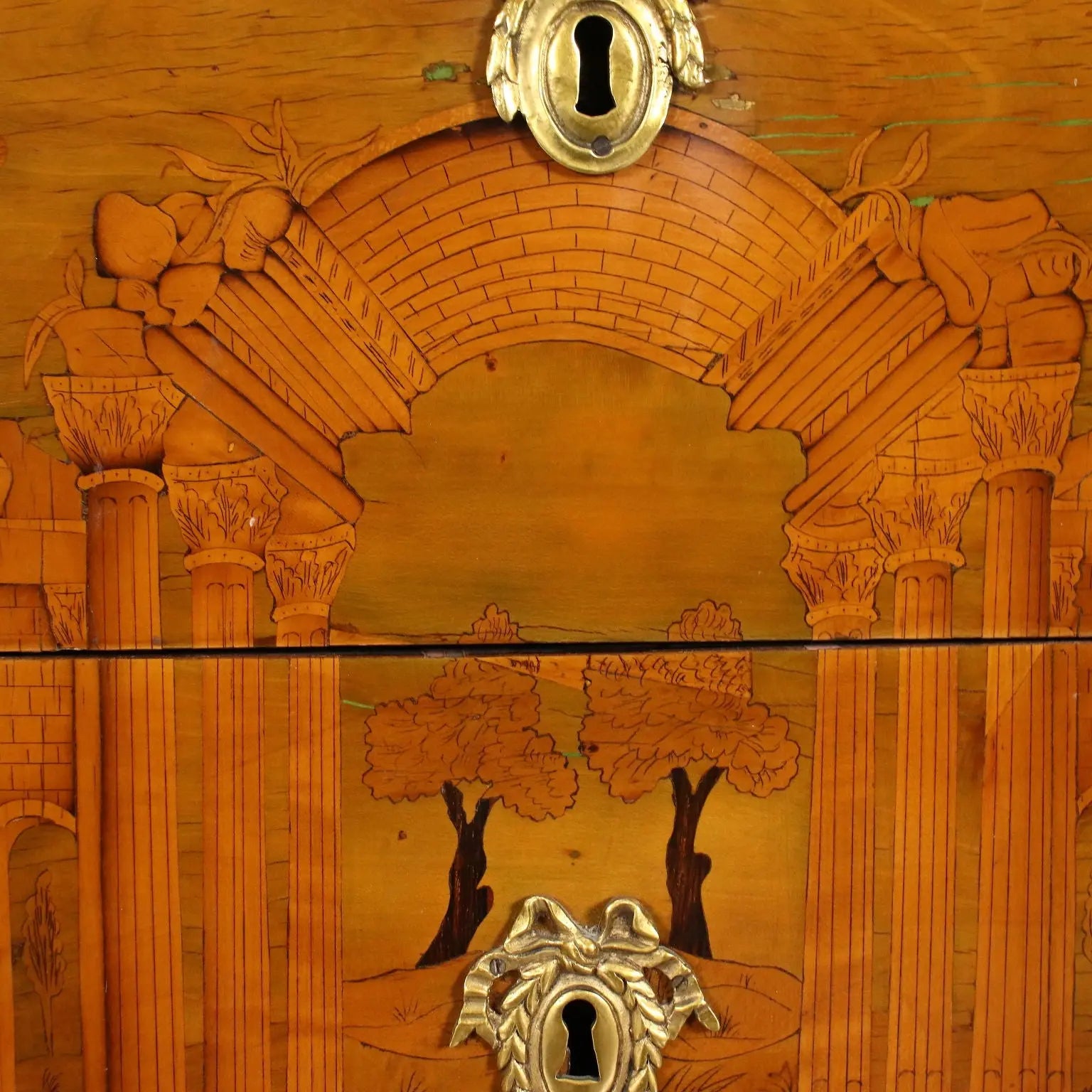 French Neoclassical Inlaid Bronze Commode