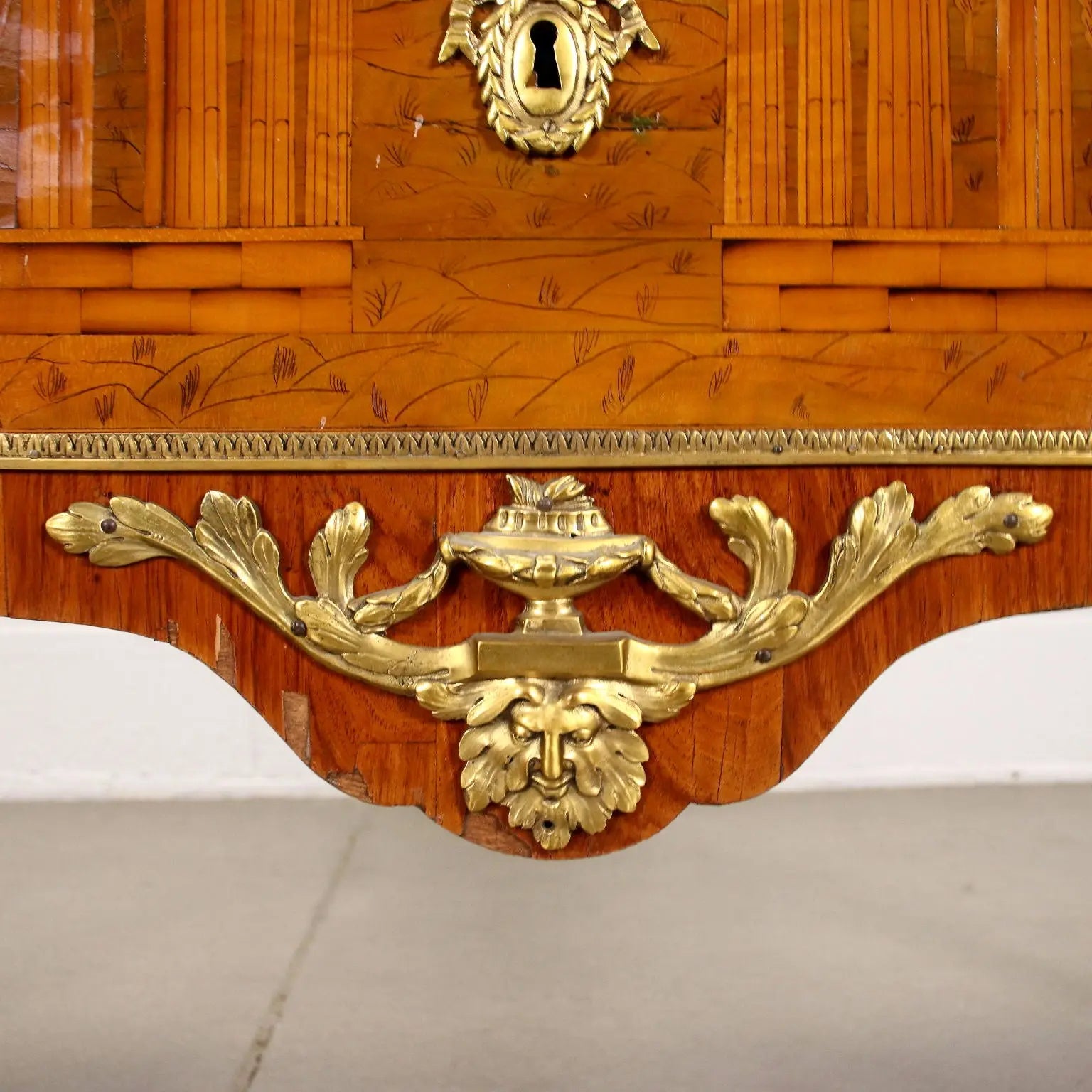 French Neoclassical Inlaid Bronze Commode