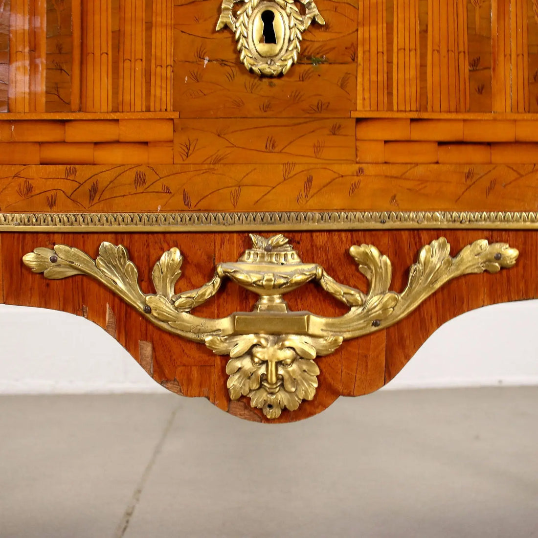 French Neoclassical Inlaid Bronze Commode