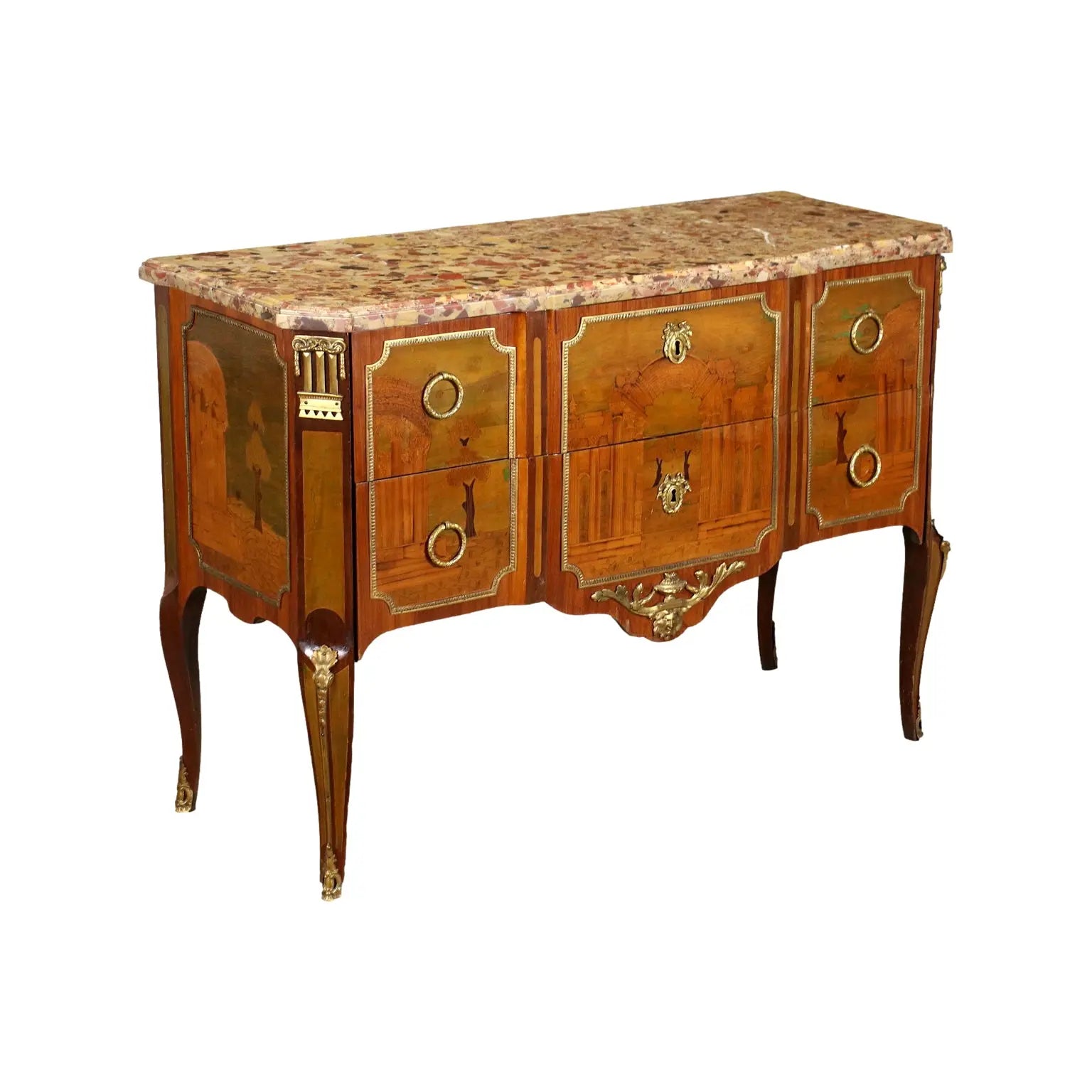 French Neoclassical Inlaid Bronze Commode