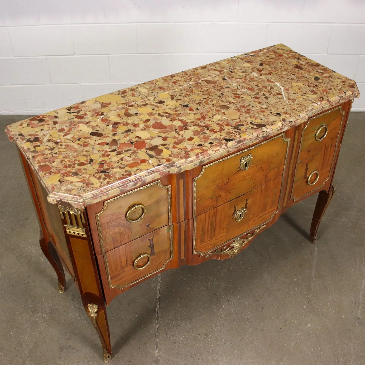 French Neoclassical Inlaid Bronze Commode