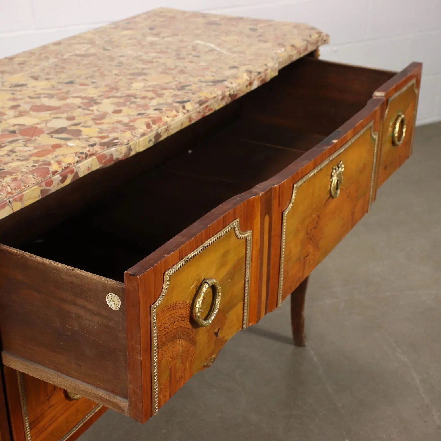 French Neoclassical Inlaid Bronze Commode