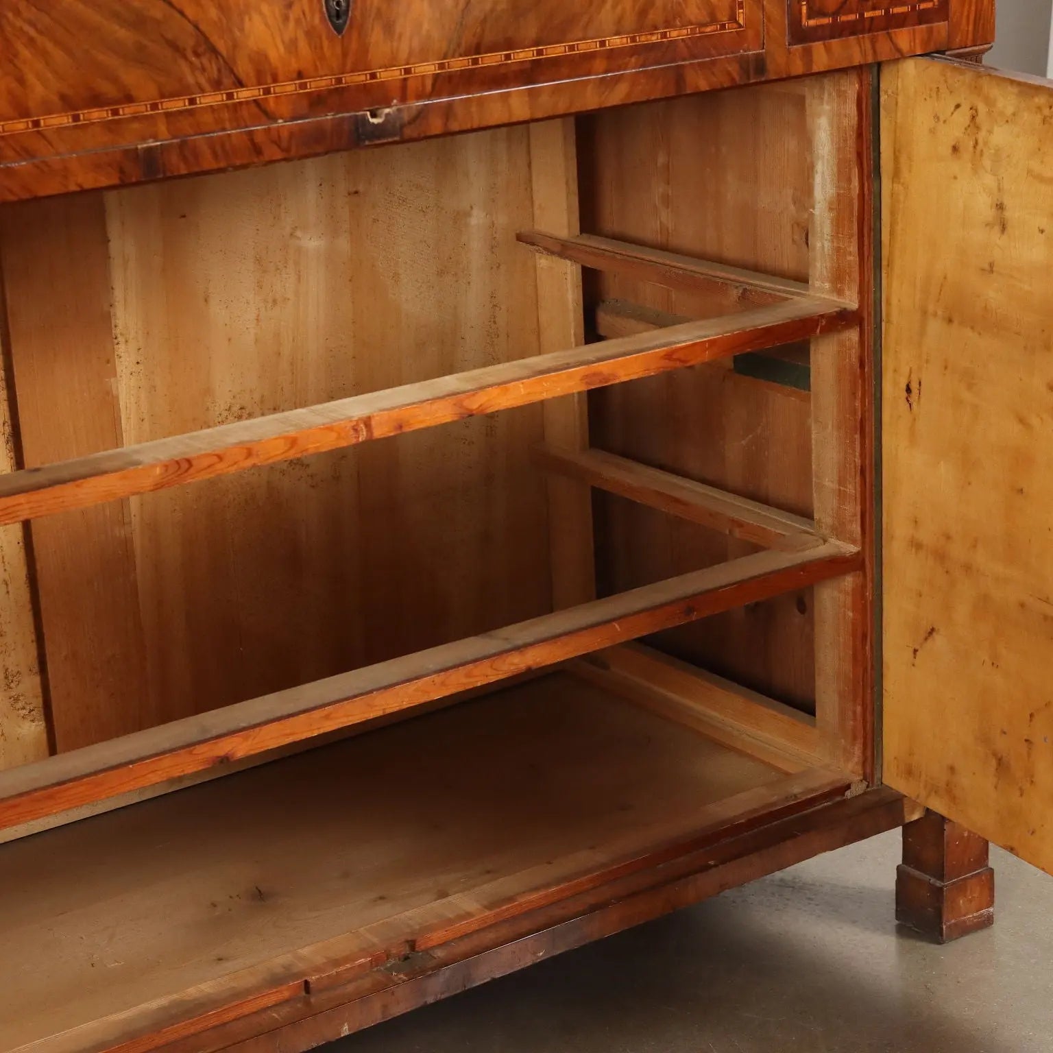 Walnut Sideboard with Inlays and Marble - 19th Century