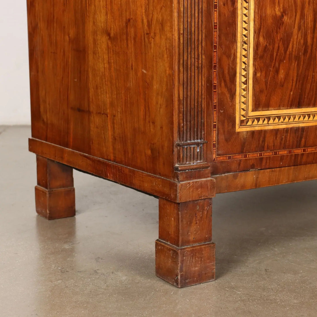 Walnut Sideboard with Inlays and Marble - 19th Century