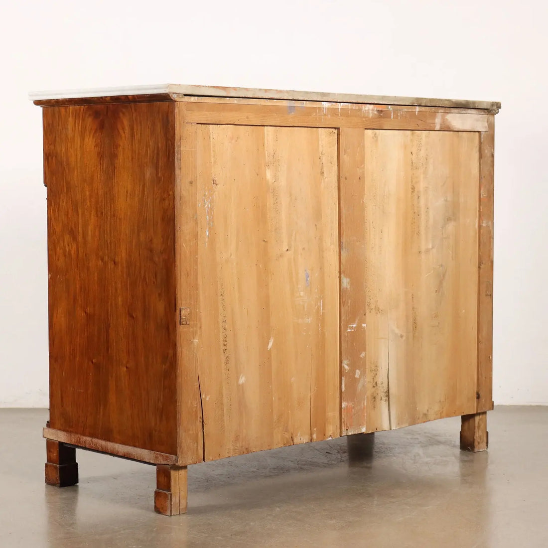 Walnut Sideboard with Inlays and Marble - 19th Century