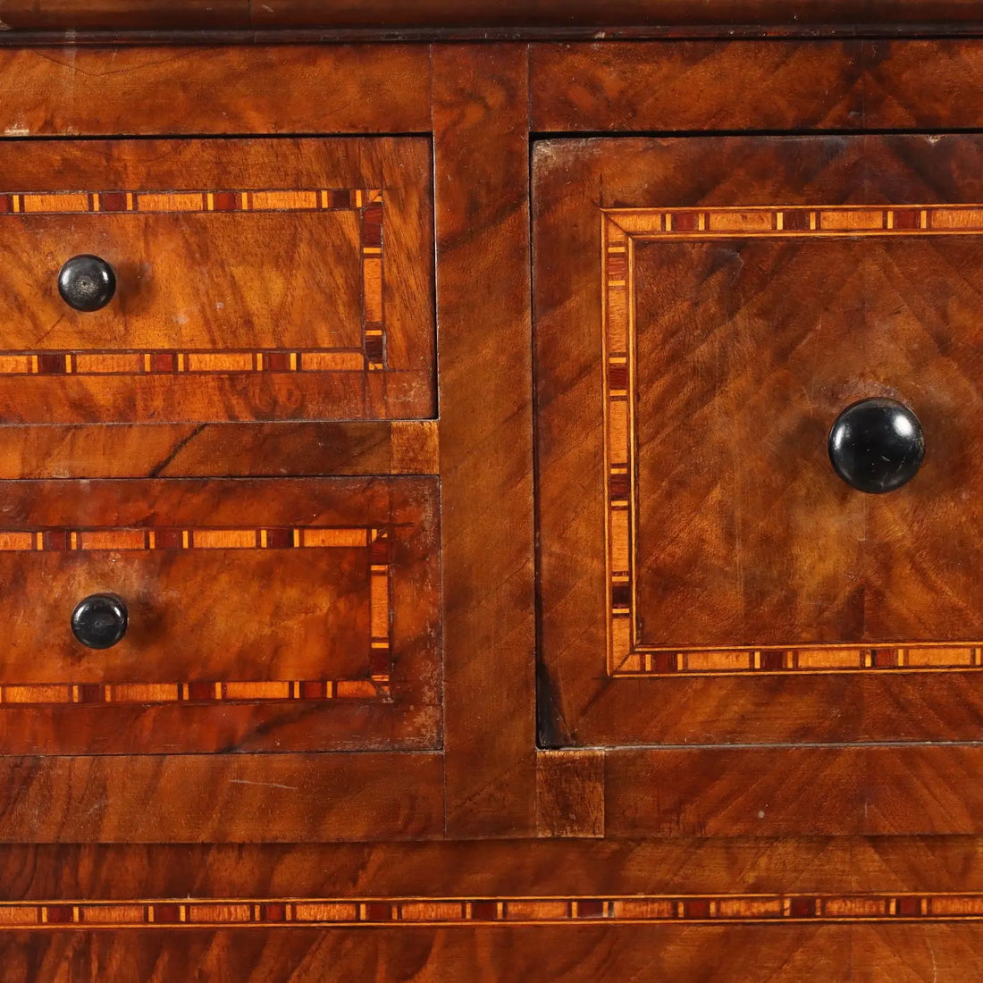 Walnut Sideboard with Inlays and Marble - 19th Century