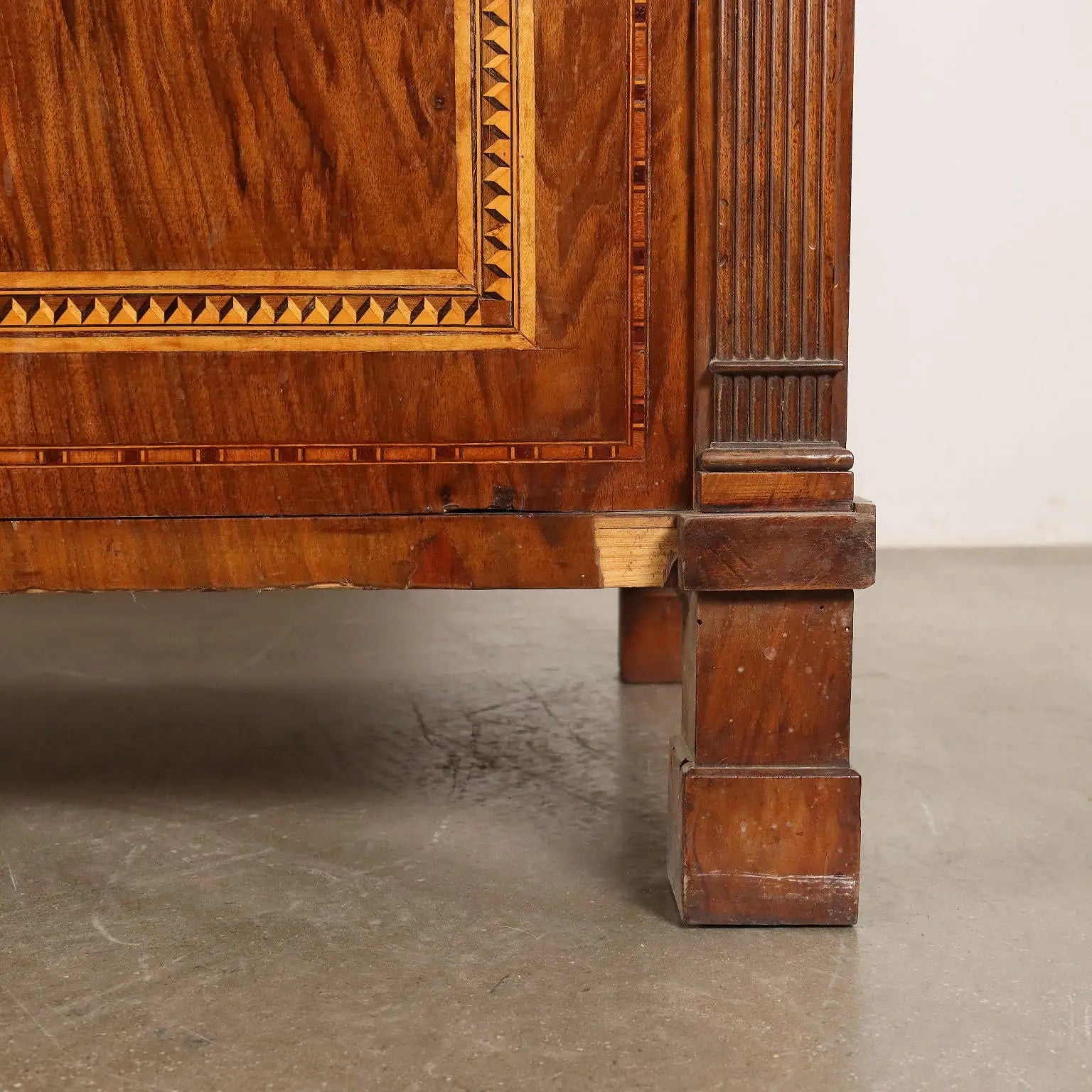 Walnut Sideboard with Inlays and Marble - 19th Century