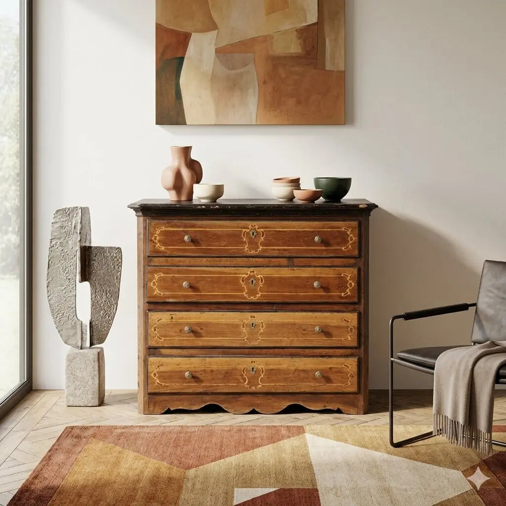 Antique Chest of Drawers Walnut 4 Drawers Italy XVIII Century - Lombardy, Mid XVIII Century | Antiques | Chest of Drawers & Commodes