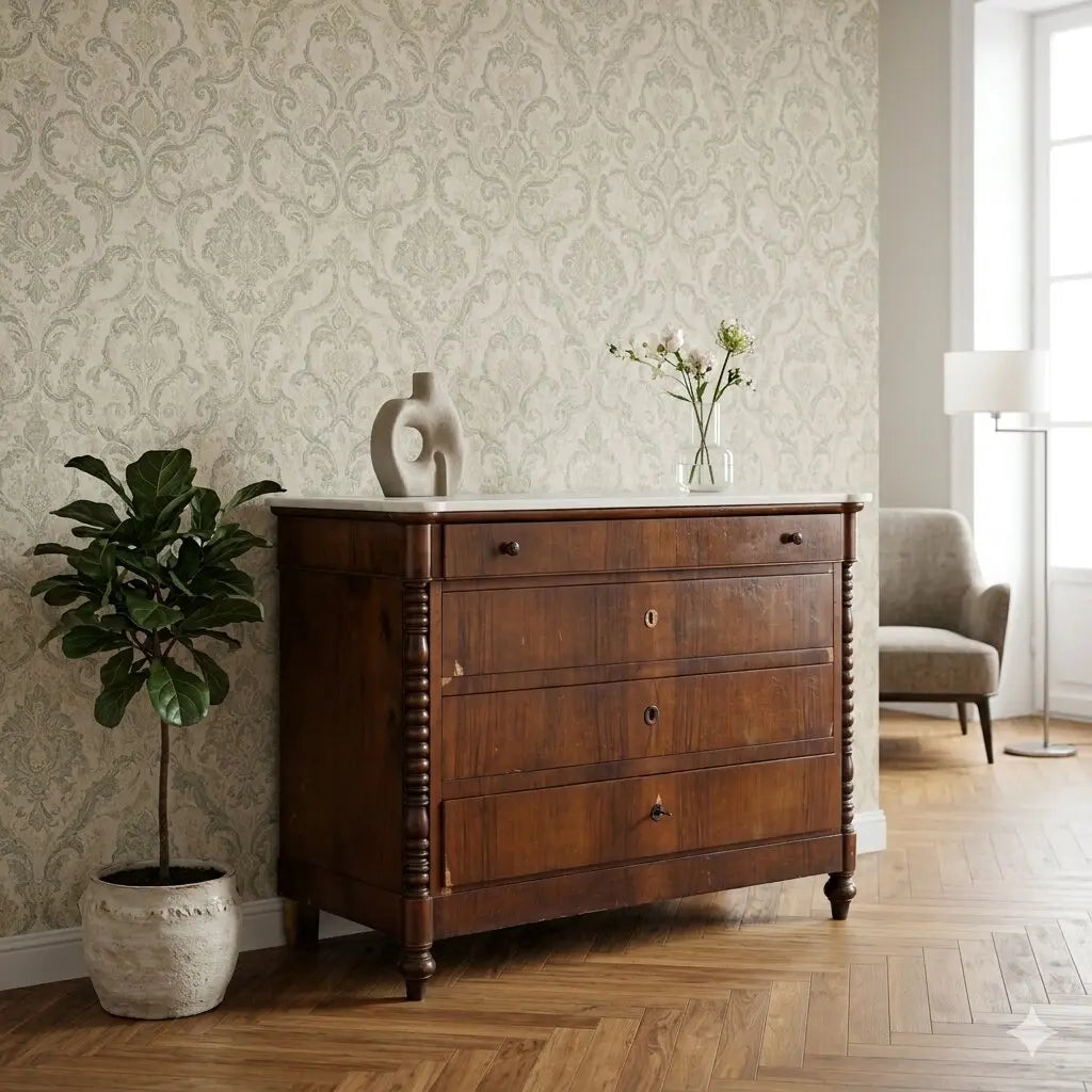 Louis Philippe Chest in Walnut and Marble