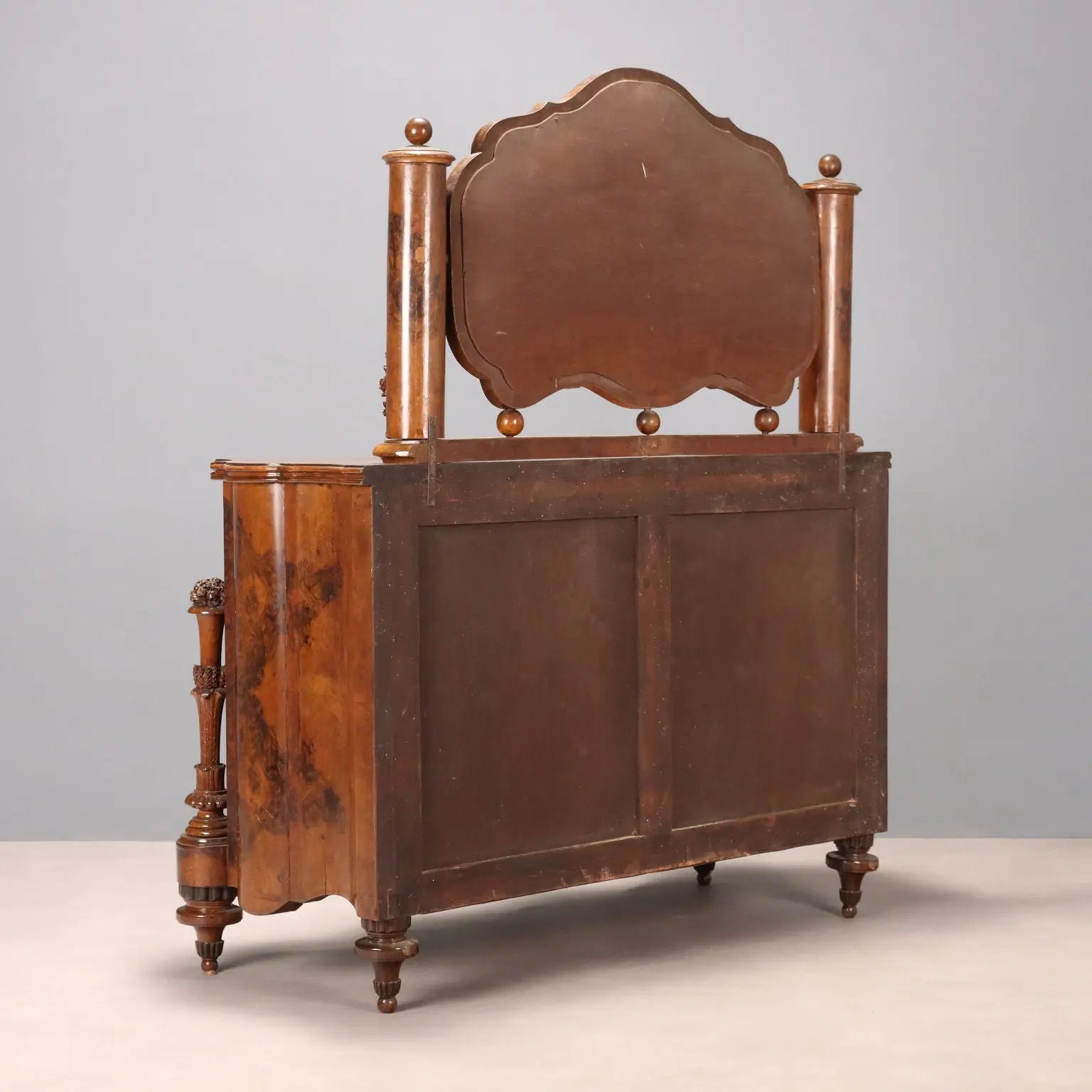Art Deco Walnut Dresser with Mirror - Italy 1920s