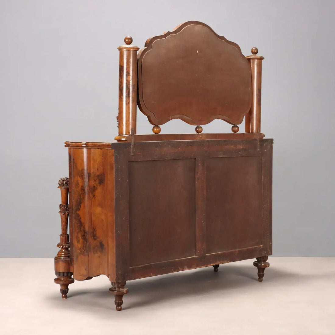 Art Deco Walnut Dresser with Mirror - Italy 1920s