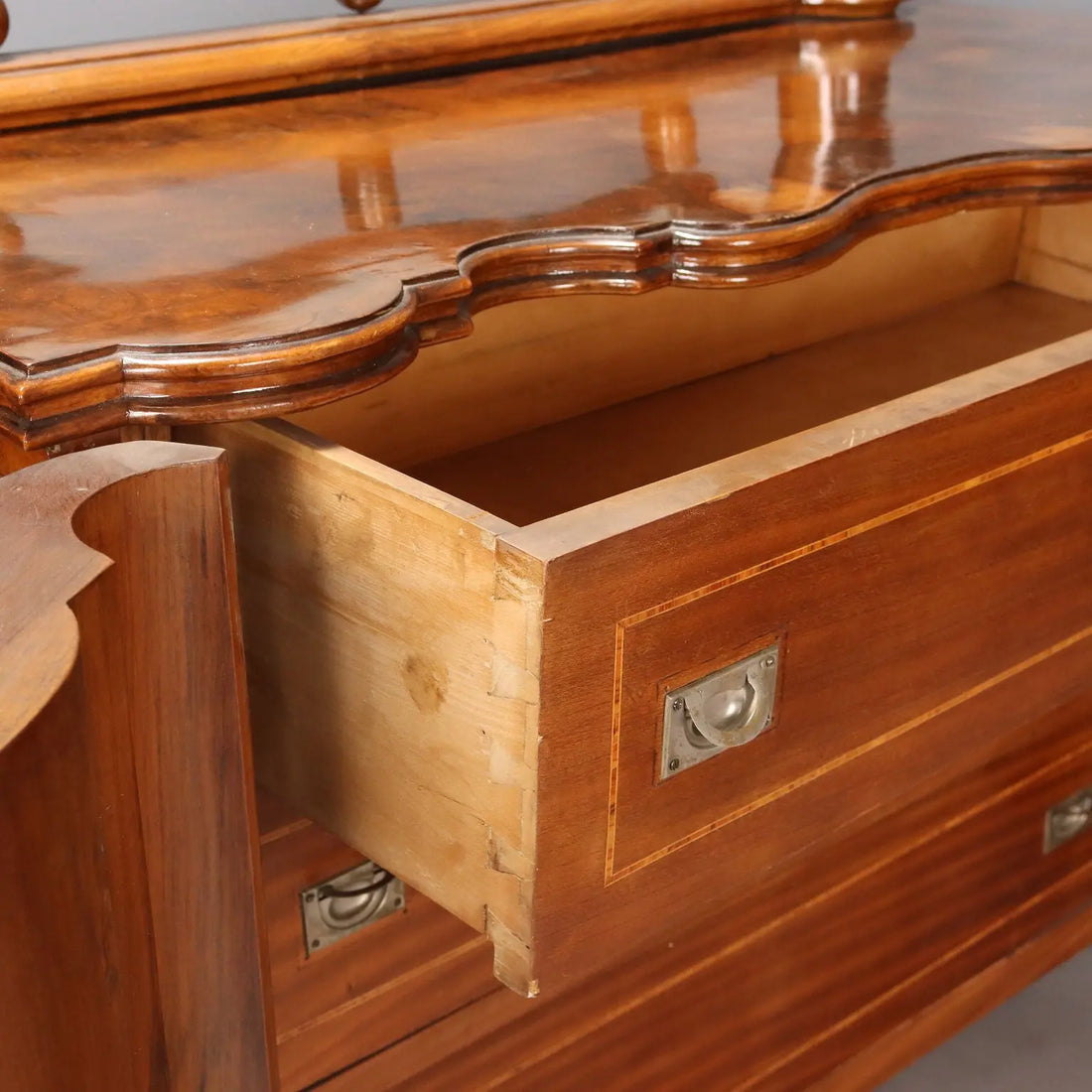 Art Deco Walnut Dresser with Mirror - Italy 1920s