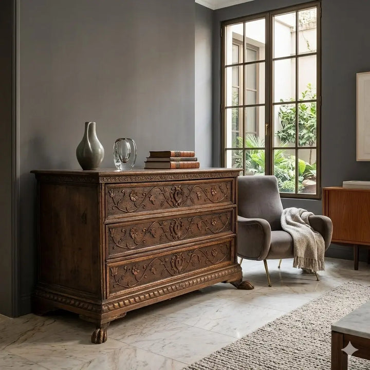 Baroque Walnut Dresser Carved 18th Century