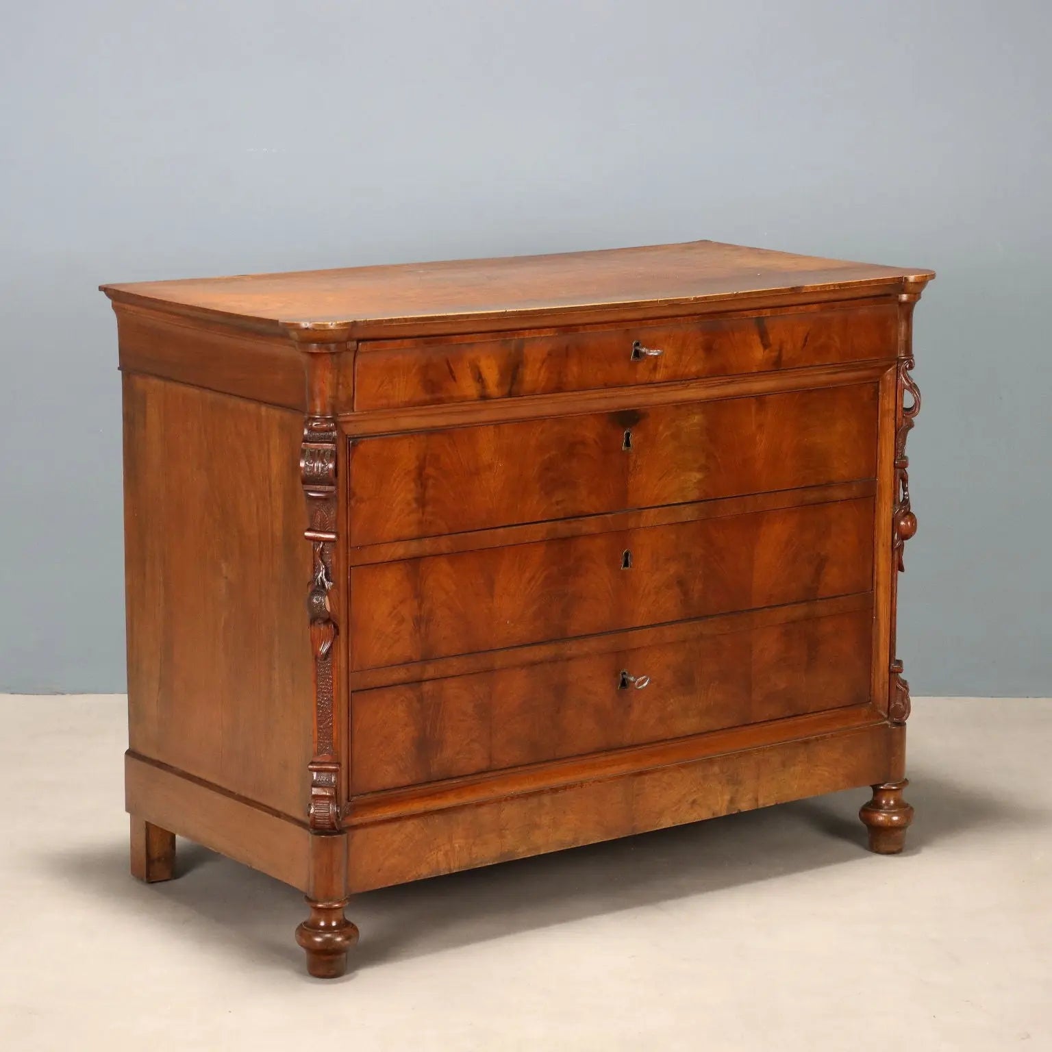 Antique Chest of Drawers Charles X Mahogany Genoa XIX Century - Genoa, XIX Century | Antiques | Chest of Drawers & Commodes