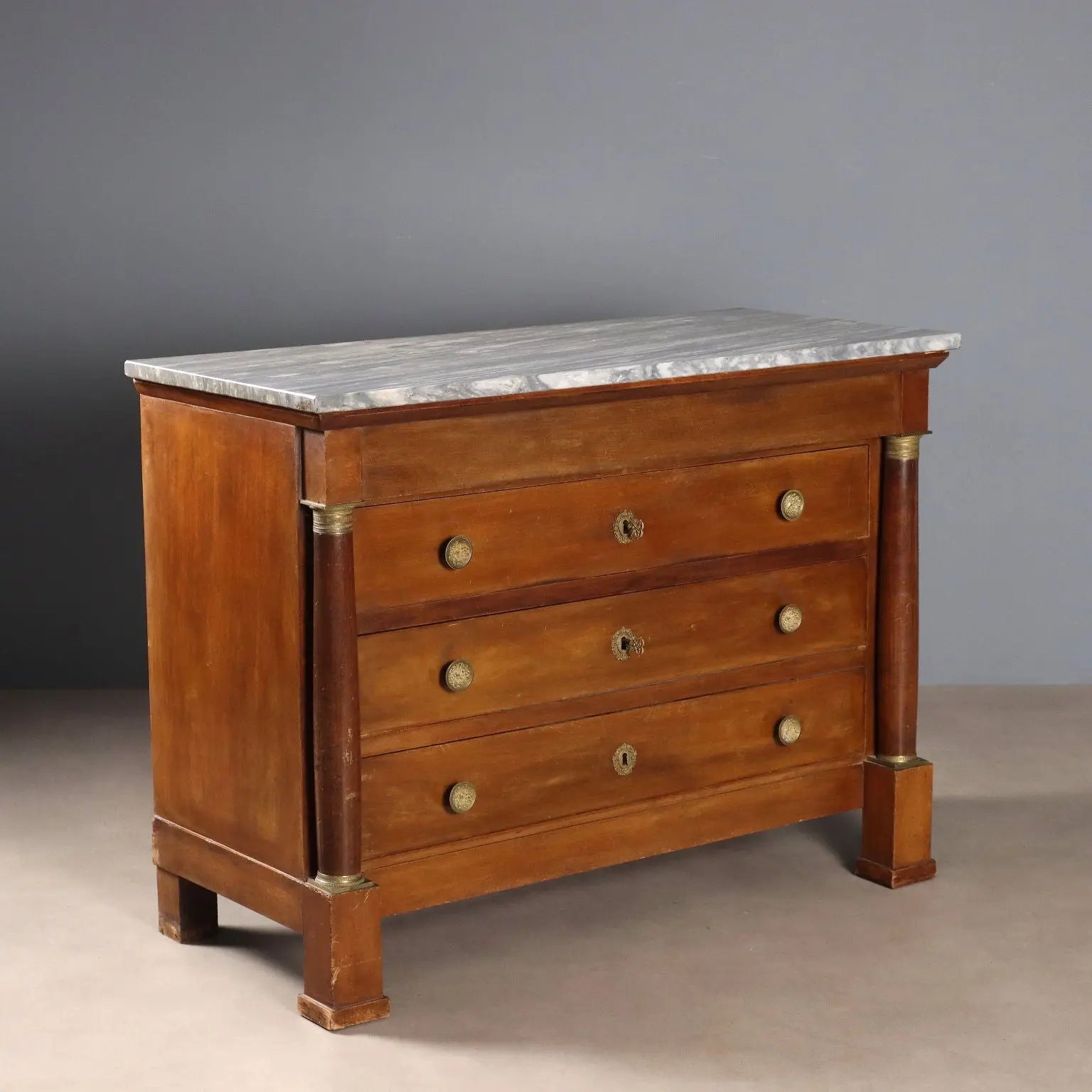 Antique Chest of Drawers Empire Walnut Marble XIX Century - Italy, Early XIX Century | Antiques | Chest of Drawers & Commodes