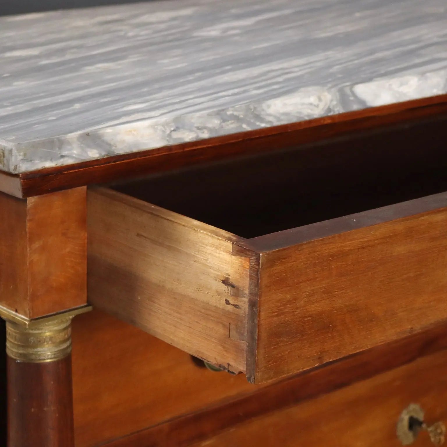 Antique Chest of Drawers Empire Walnut Marble XIX Century - Italy, Early XIX Century | Antiques | Chest of Drawers & Commodes