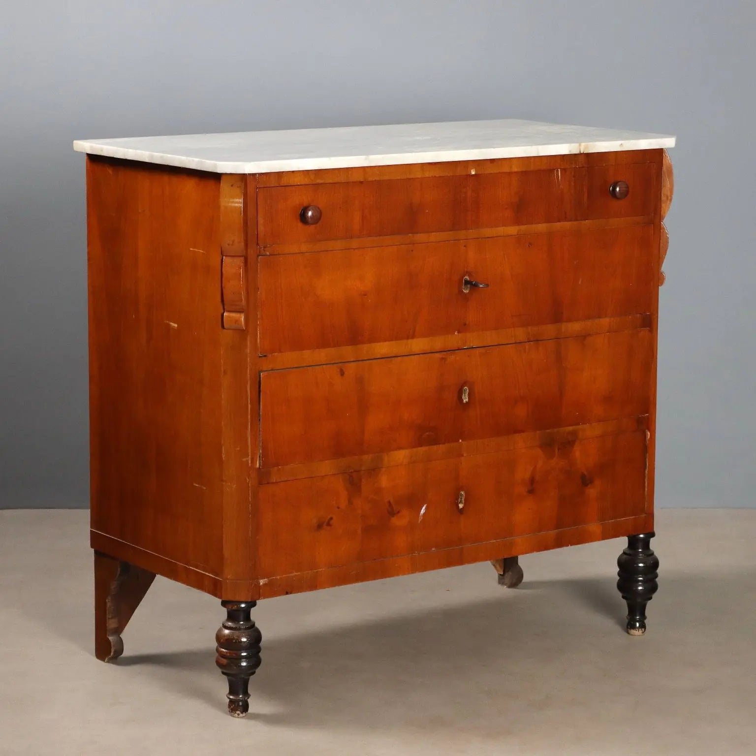 Antique Mahogany Chest with Marble, 19th Century