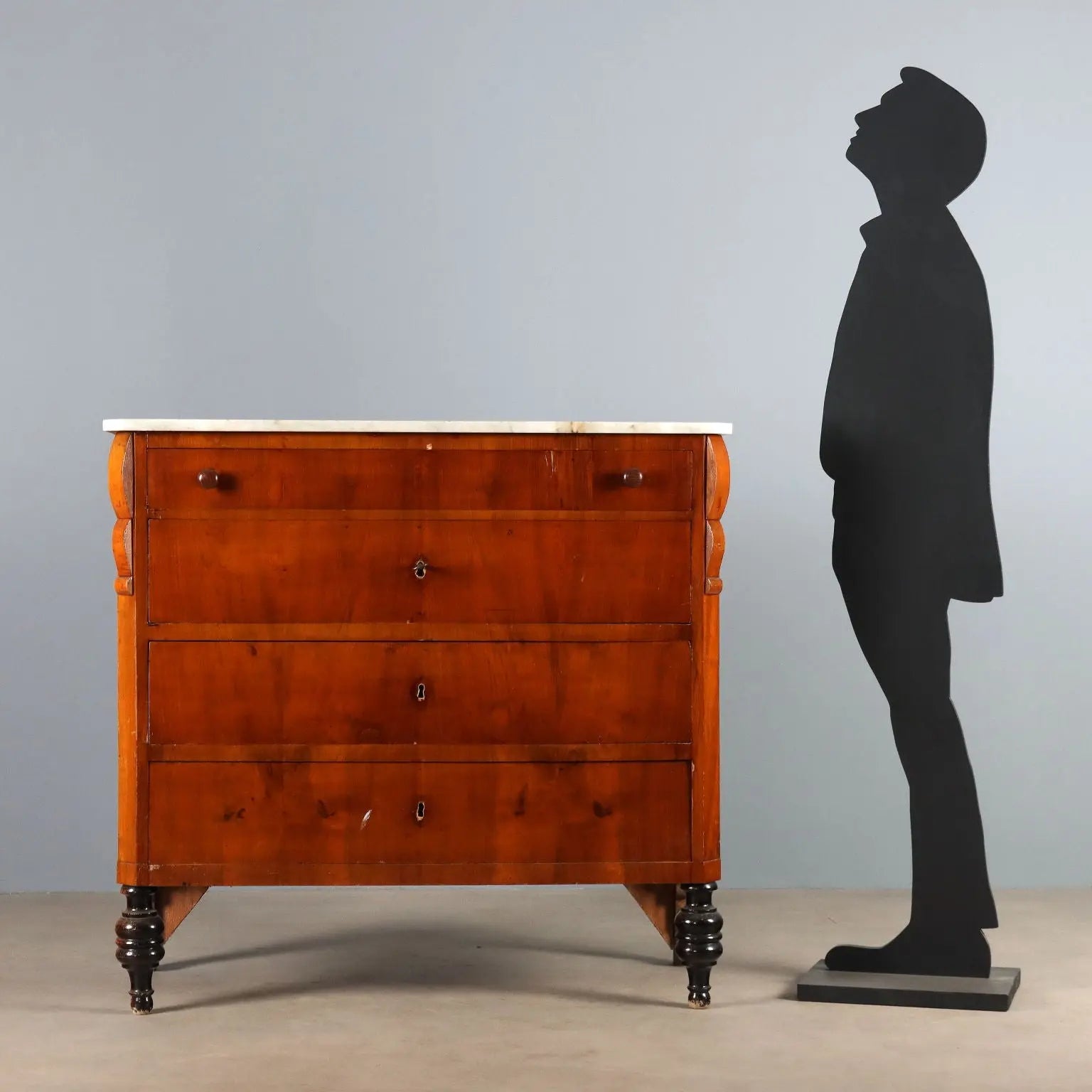 Antique Mahogany Chest with Marble, 19th Century