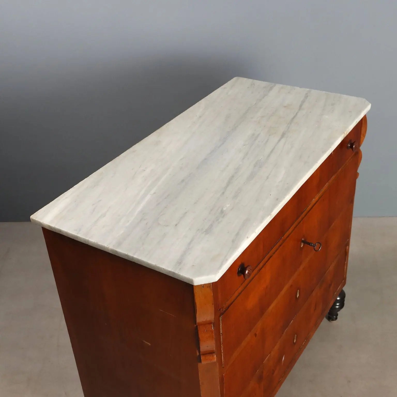 Antique Mahogany Chest with Marble, 19th Century