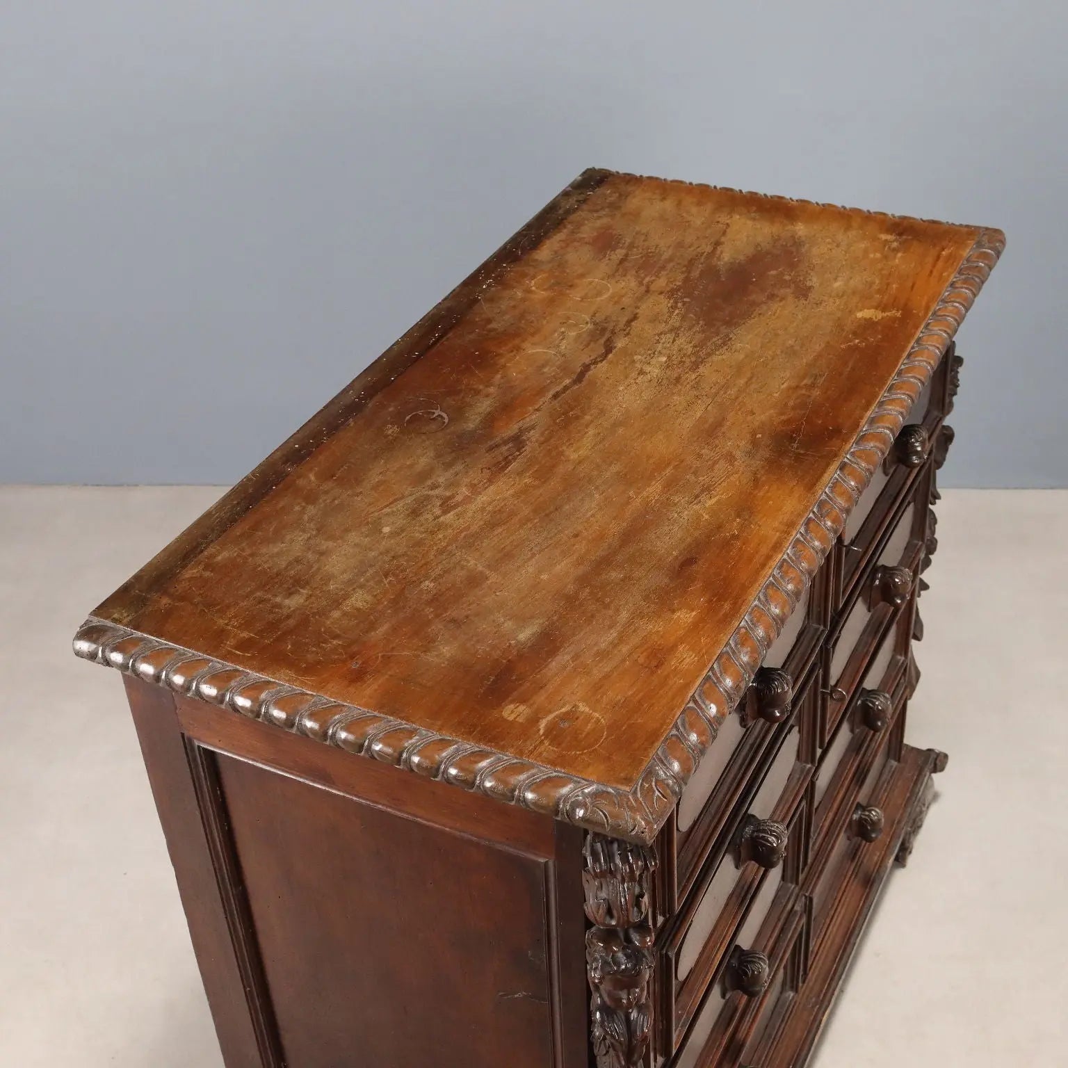 Antique Baroque Chest of Drawers Walnut Poplar XVIII Century