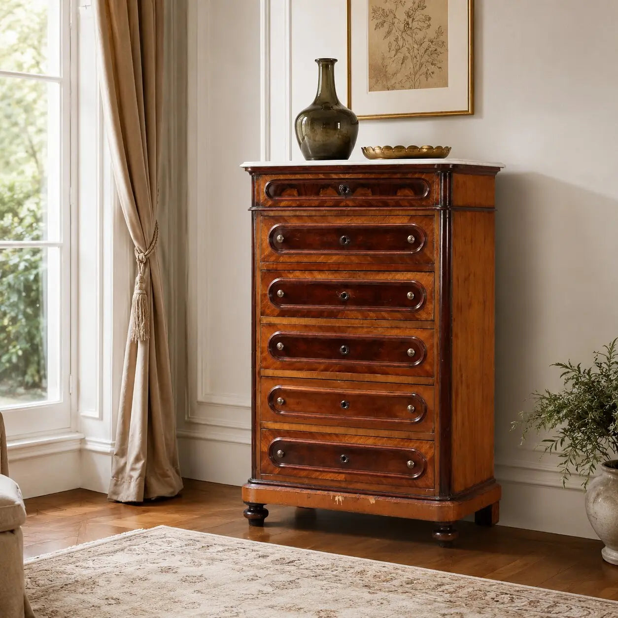 Antique Chest of Drawers Cherrywood Poplar XIX Century