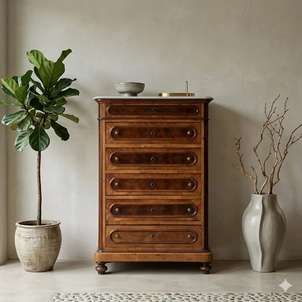 Antique Chest of Drawers Cherrywood 6 Drawers XIX Century