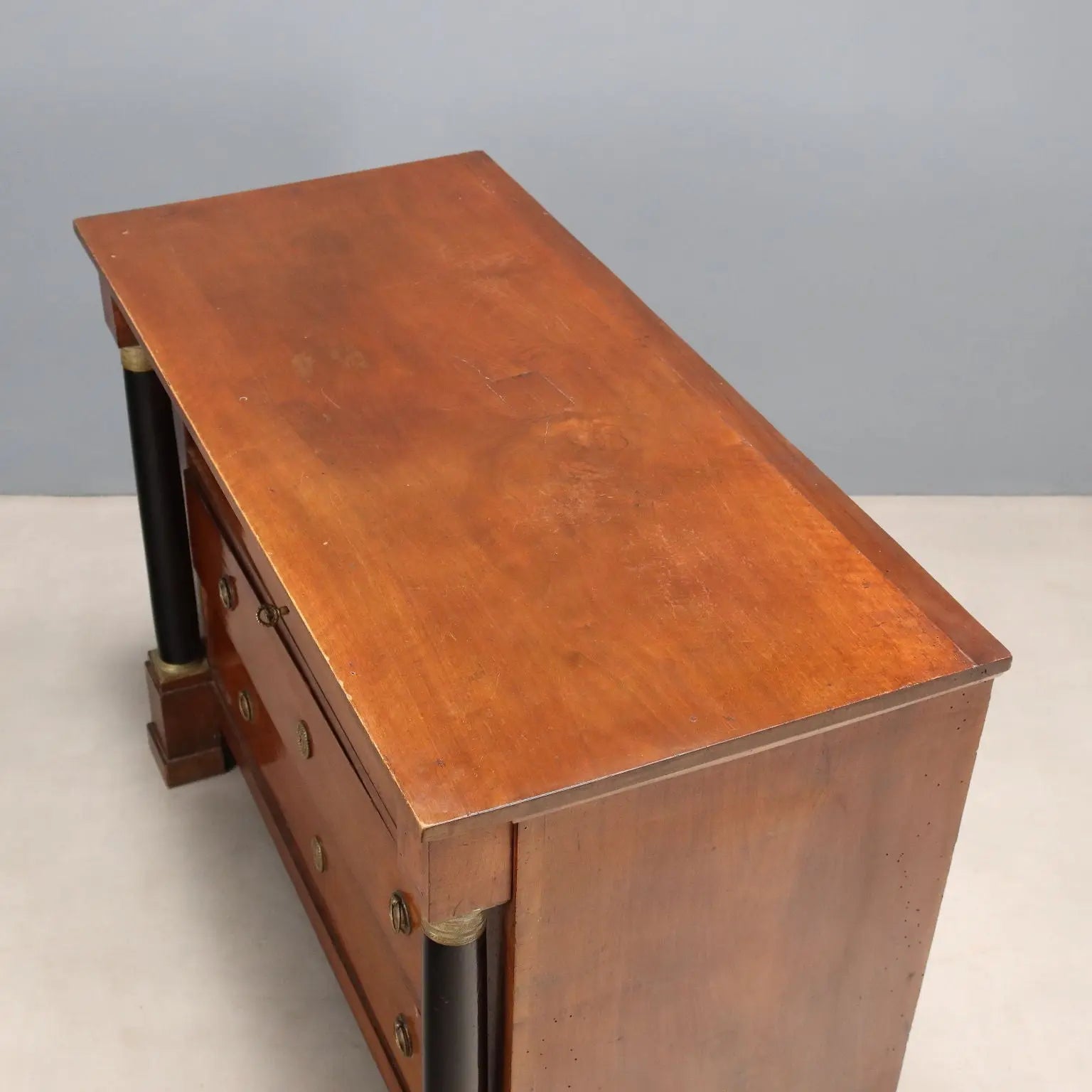 Antique Chest of Drawers Empire Walnut Bronze Italy XIX Century