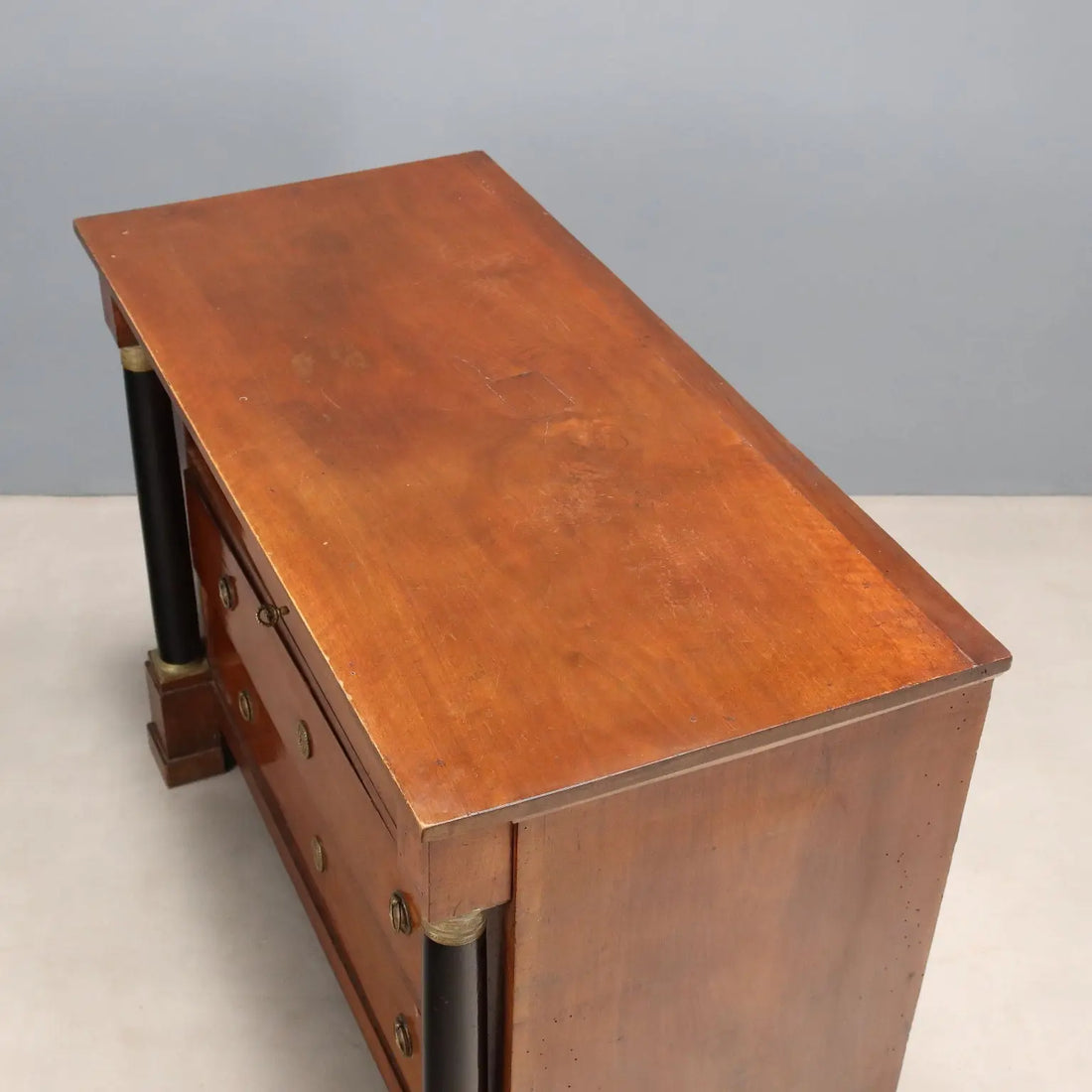 Antique Chest of Drawers Empire Walnut Bronze Italy XIX Century