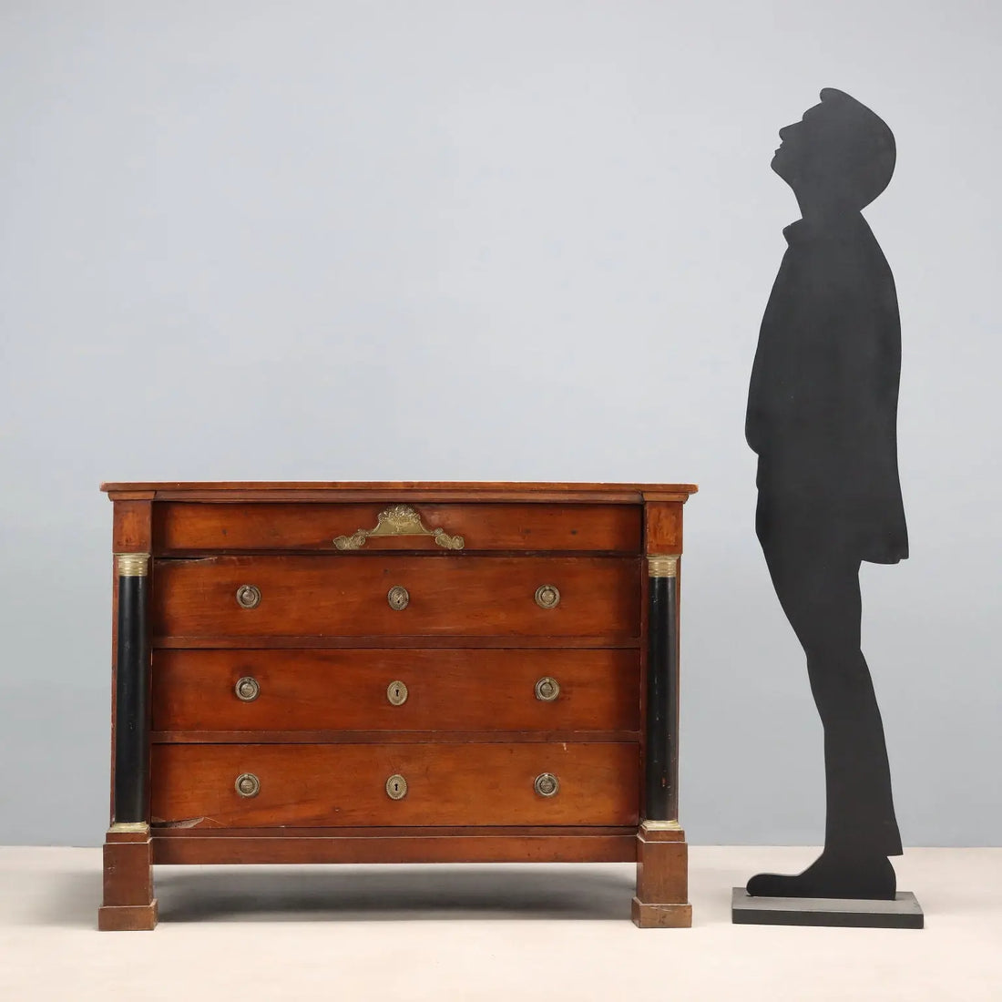 Antique Chest of Drawers Empire Walnut Bronze Italy XIX Century