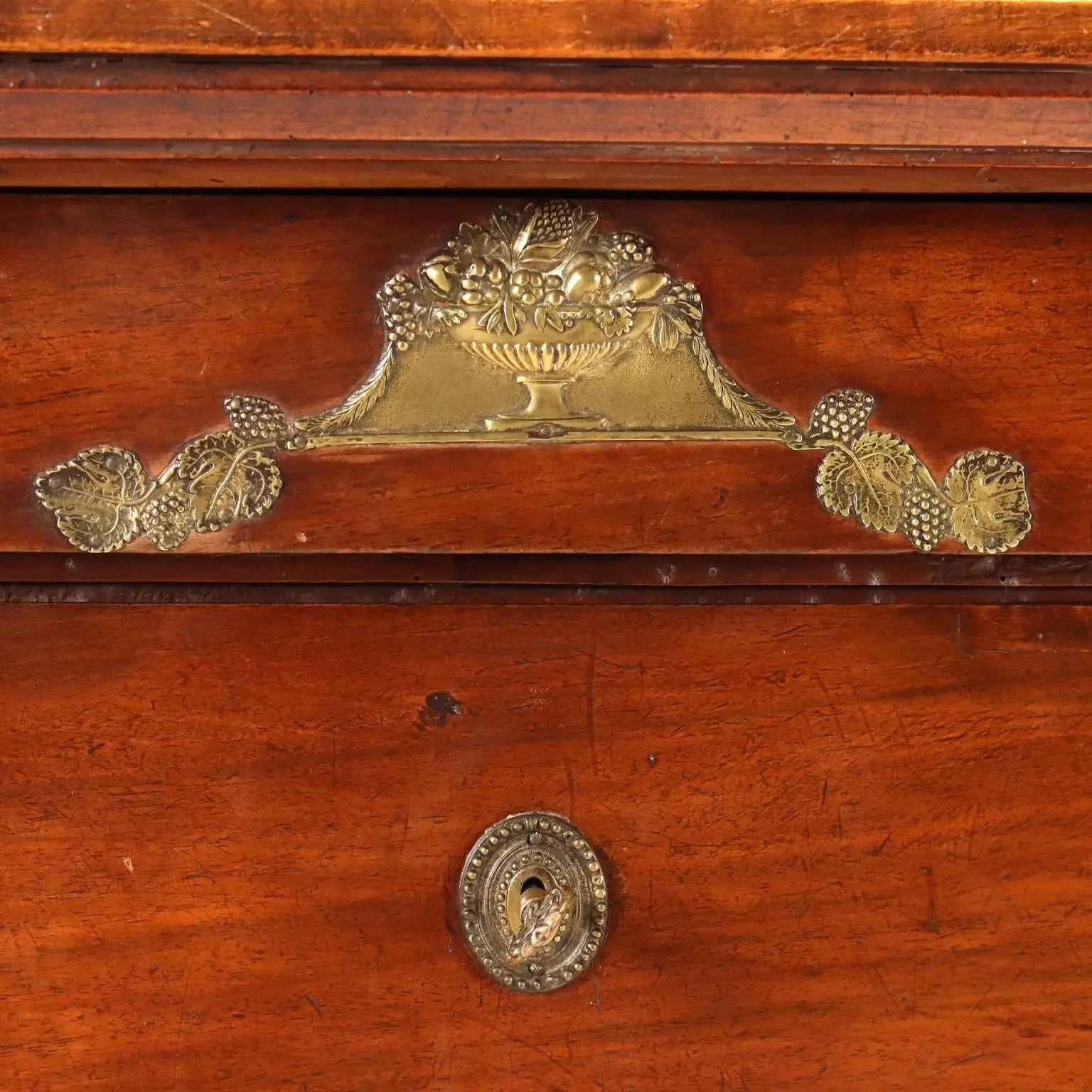 Antique Chest of Drawers Empire Walnut Bronze Italy XIX Century