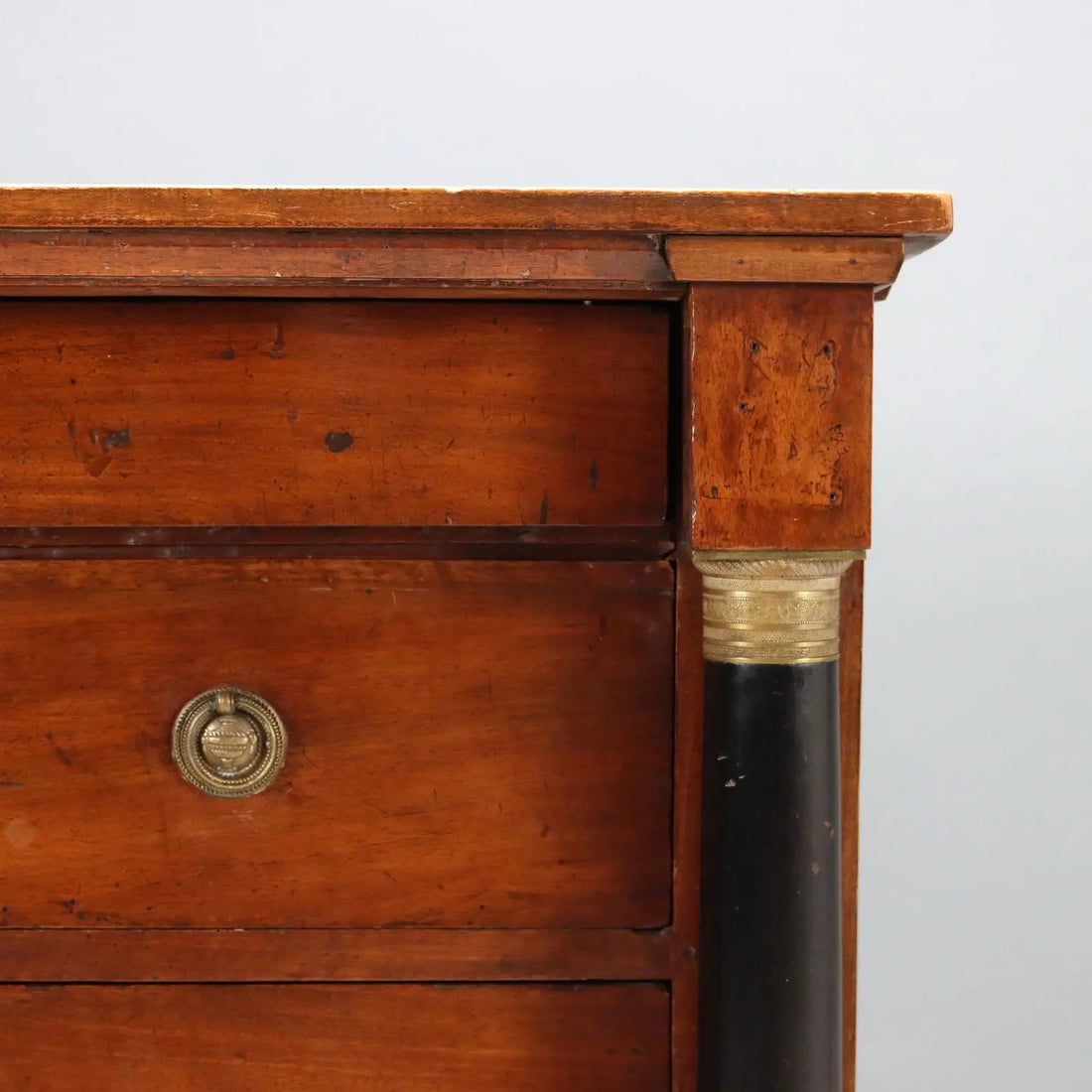 Antique Chest of Drawers Empire Walnut Bronze Italy XIX Century
