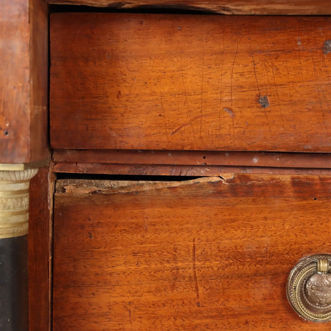 Antique Chest of Drawers Empire Walnut Bronze Italy XIX Century